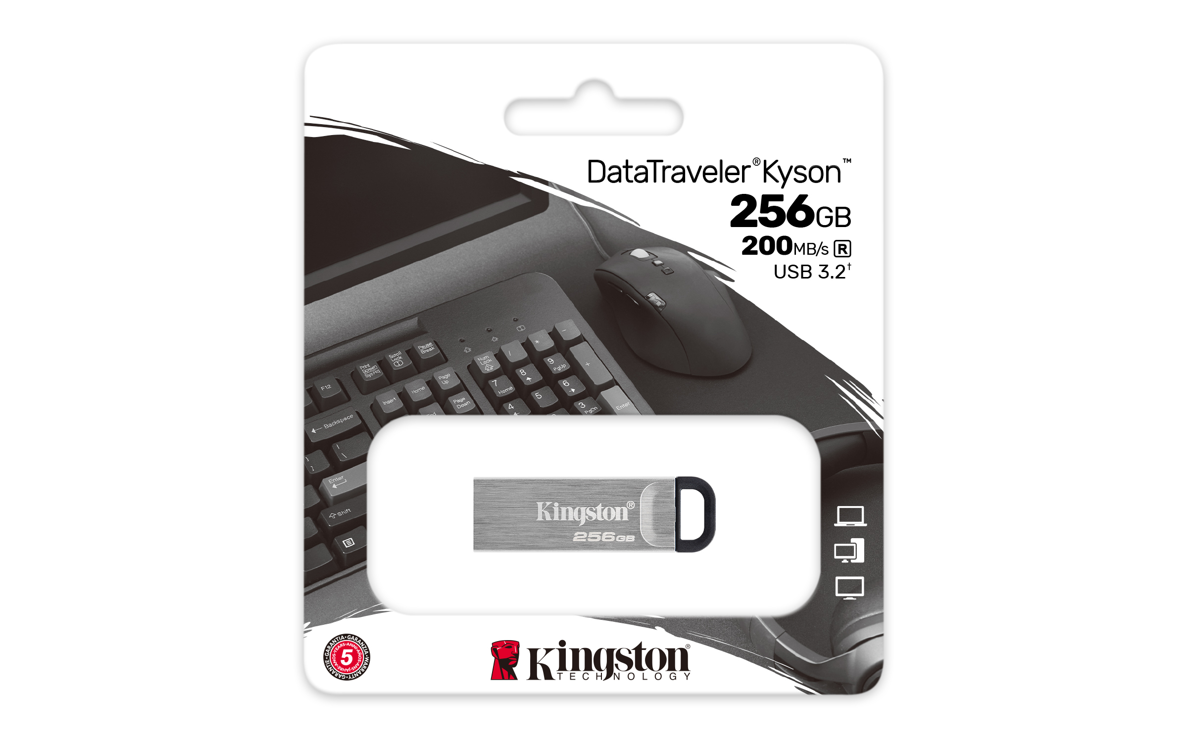 Pendrive Kingston DataTraveler Kyson 256GB w opakowaniu detalicznym.