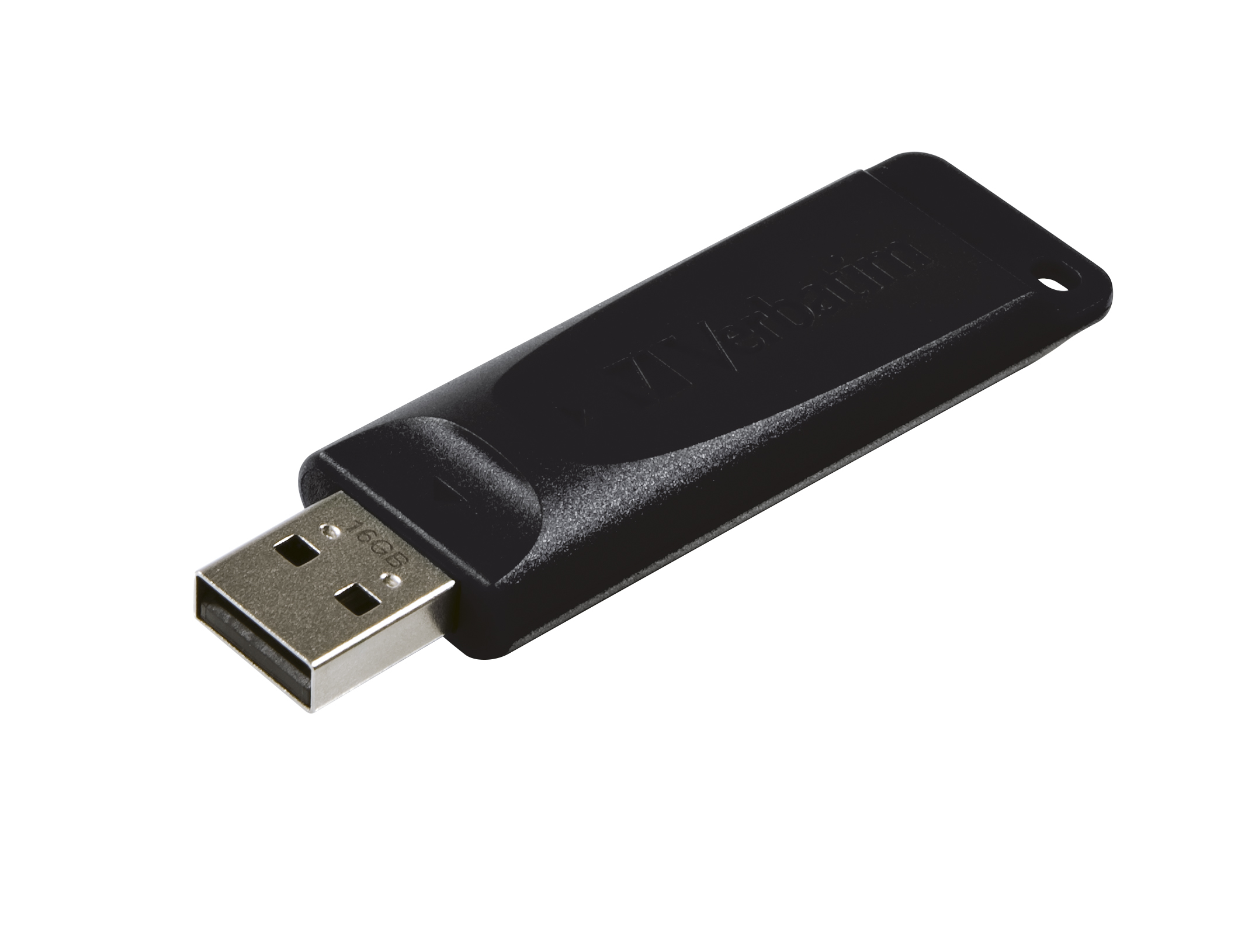 Czarny pendrive USB z etykietą 16 GB.