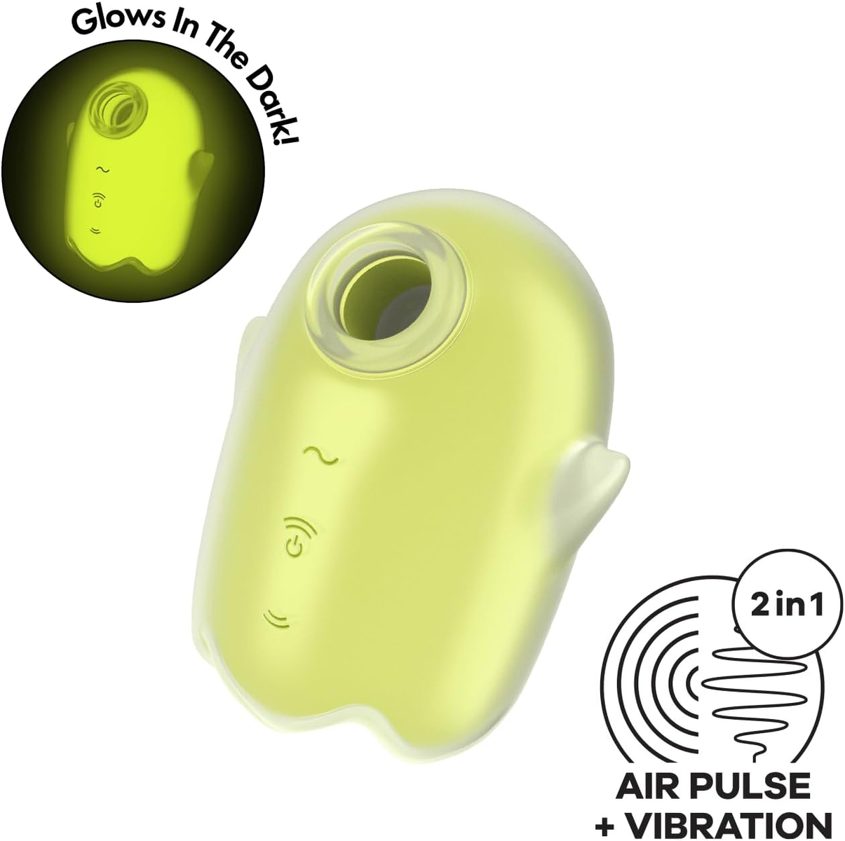 Ein leuchtender, geisterförmiger Vibrator mit Luftimpuls- und Vibrationsfunktionen.
