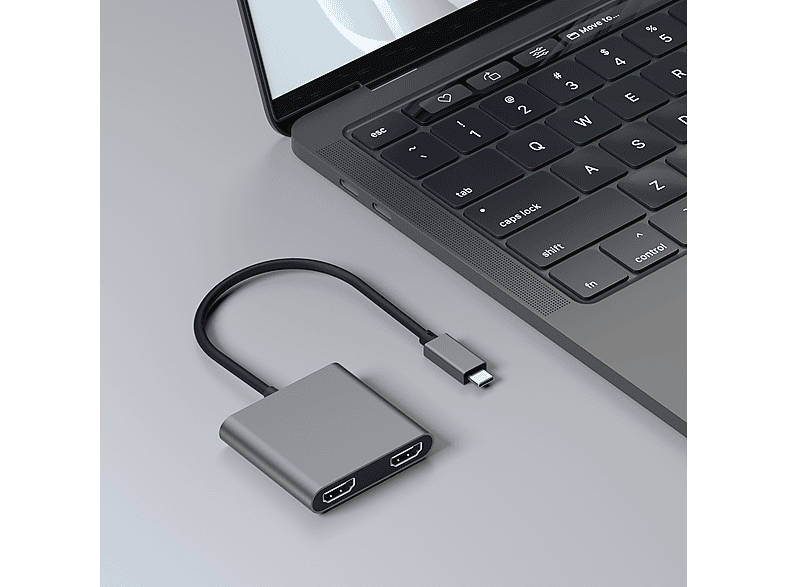 USB C naar Dual HDMI Adapter, ondersteuning Dual 4K @60Hz, 4-in-1 USB Type C naar Dual Monitoren Multiport Adapter voor MacBook Pro/Air, Surface, Dell, LenovoYoga, Chromebook en meer