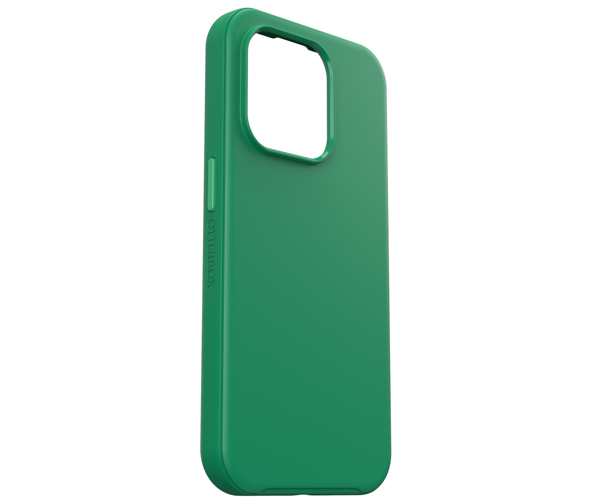 Funda verde para iPhone. La funda se muestra de lado y tiene el logo de Otterbox.