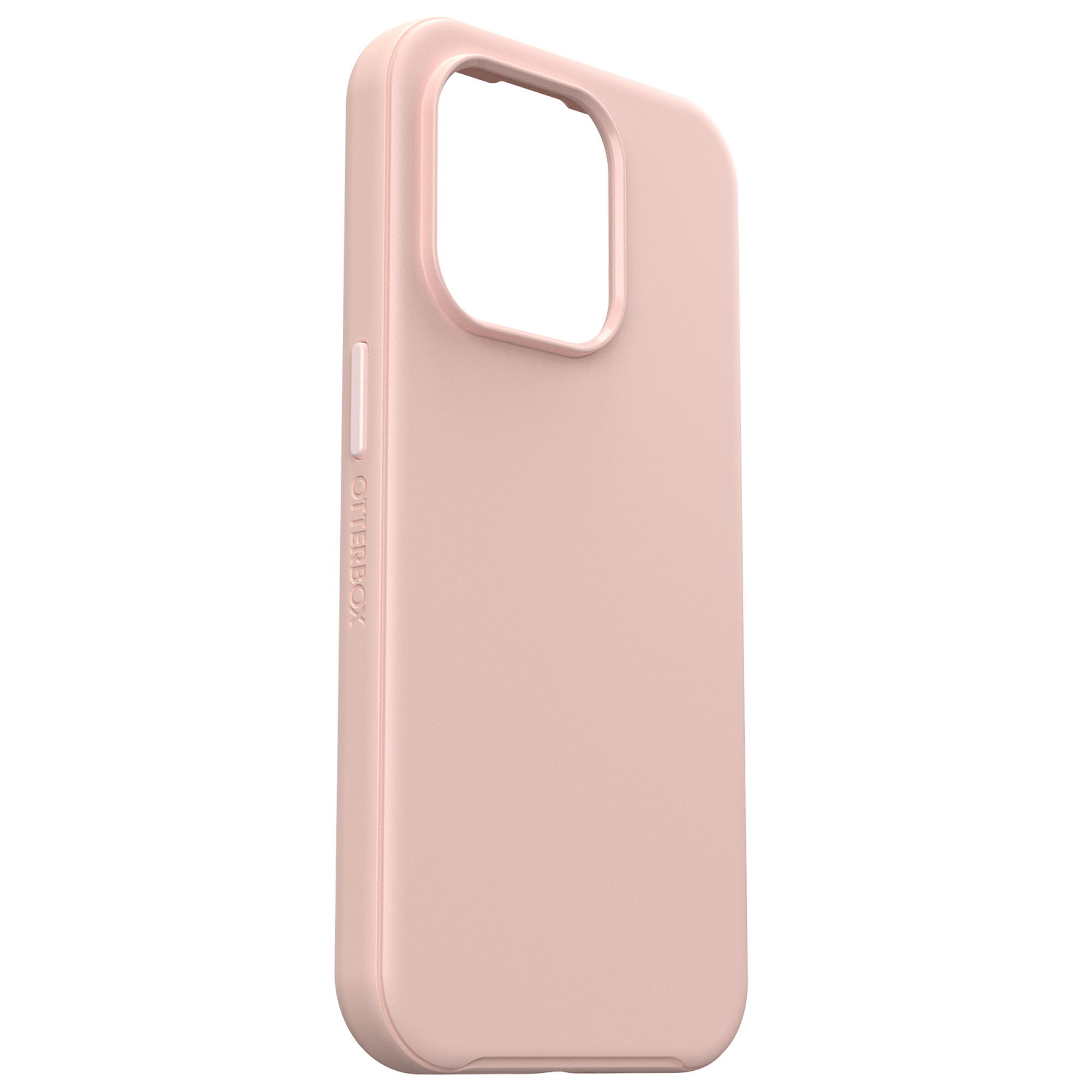 Funda rosa para teléfono con un recorte para la cámara.