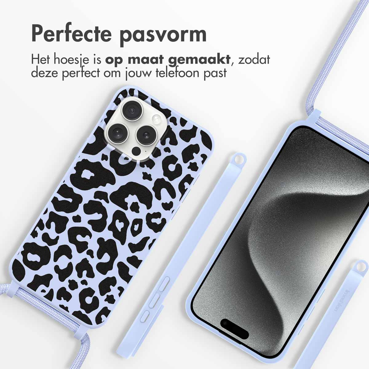 IMOSHION Siliconen design hoesje met koord geschikt voor Apple iPhone 15 Pro Telefoonhoesje voor Apple iPhone 15 Pro Meerkleurig