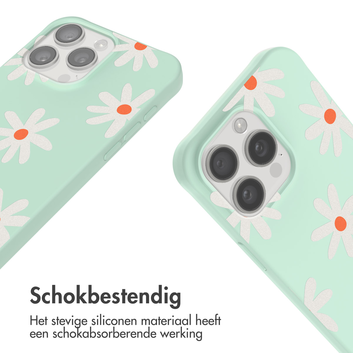 IMOSHION Siliconen design hoesje met koord geschikt voor Apple iPhone 15 Pro Telefoonhoesje voor Apple iPhone 15 Pro Meerkleurig