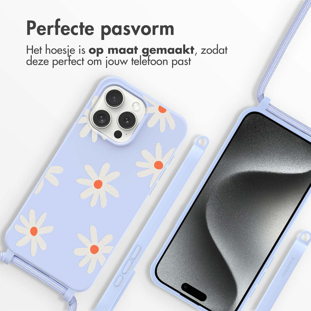 IMOSHION Siliconen design hoesje met koord - Geschikt voor Apple iPhone 15 Pro Max - Telefoonhoesje voor Apple iPhone 15 Pro Max Meerkleurig