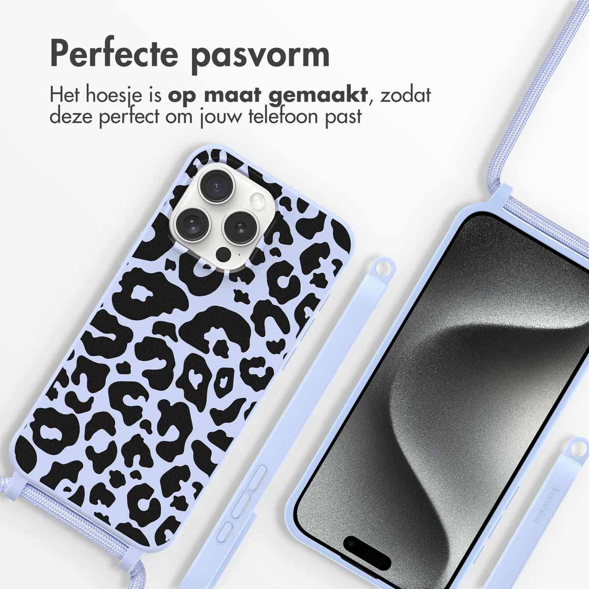IMOSHION Siliconen design hoesje met koord geschikt voor Apple iPhone 15 Pro Max Telefoonhoesje voor Apple iPhone 15 Pro Max Meerkleurig