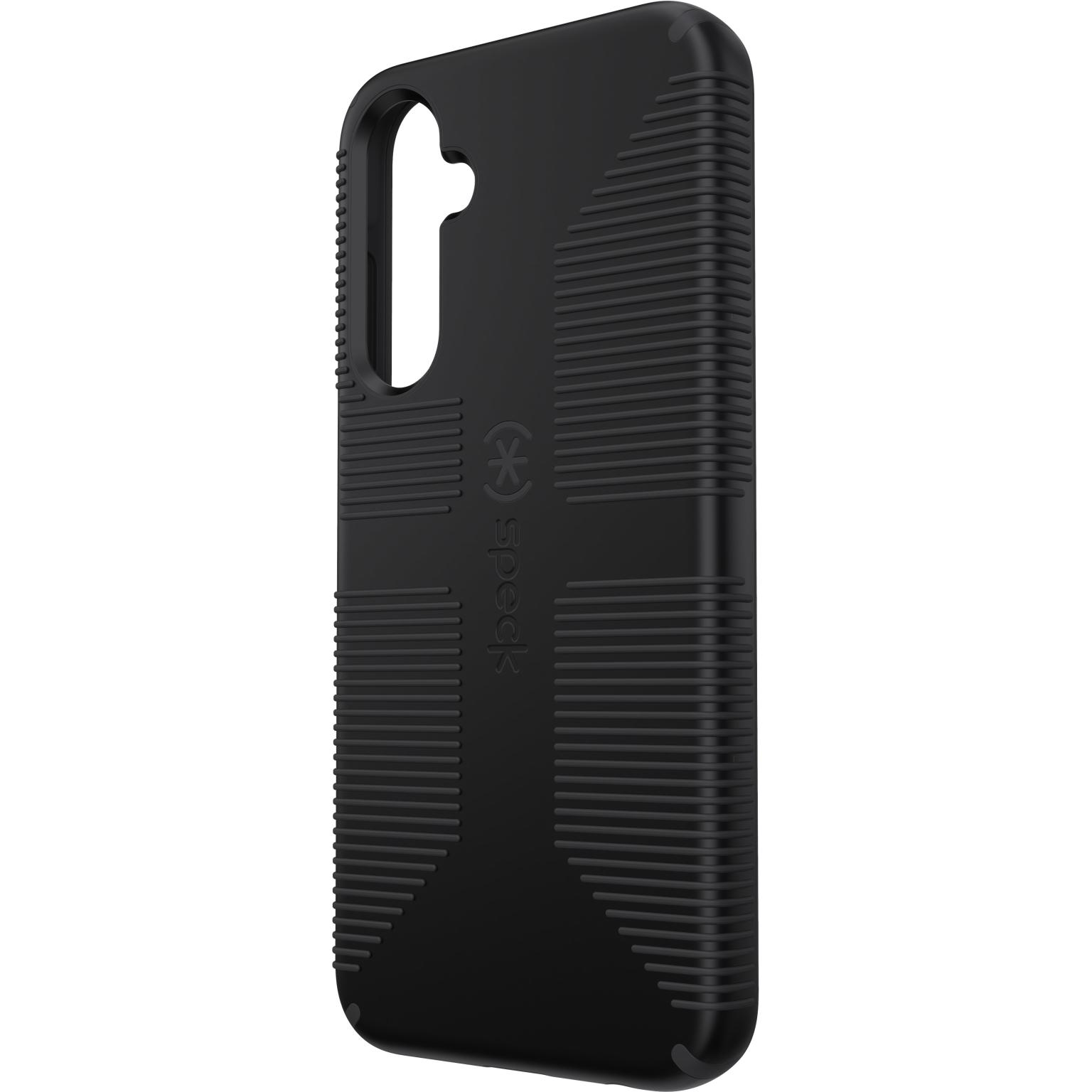 Black phone case with textured lines. Speck logo is visible.