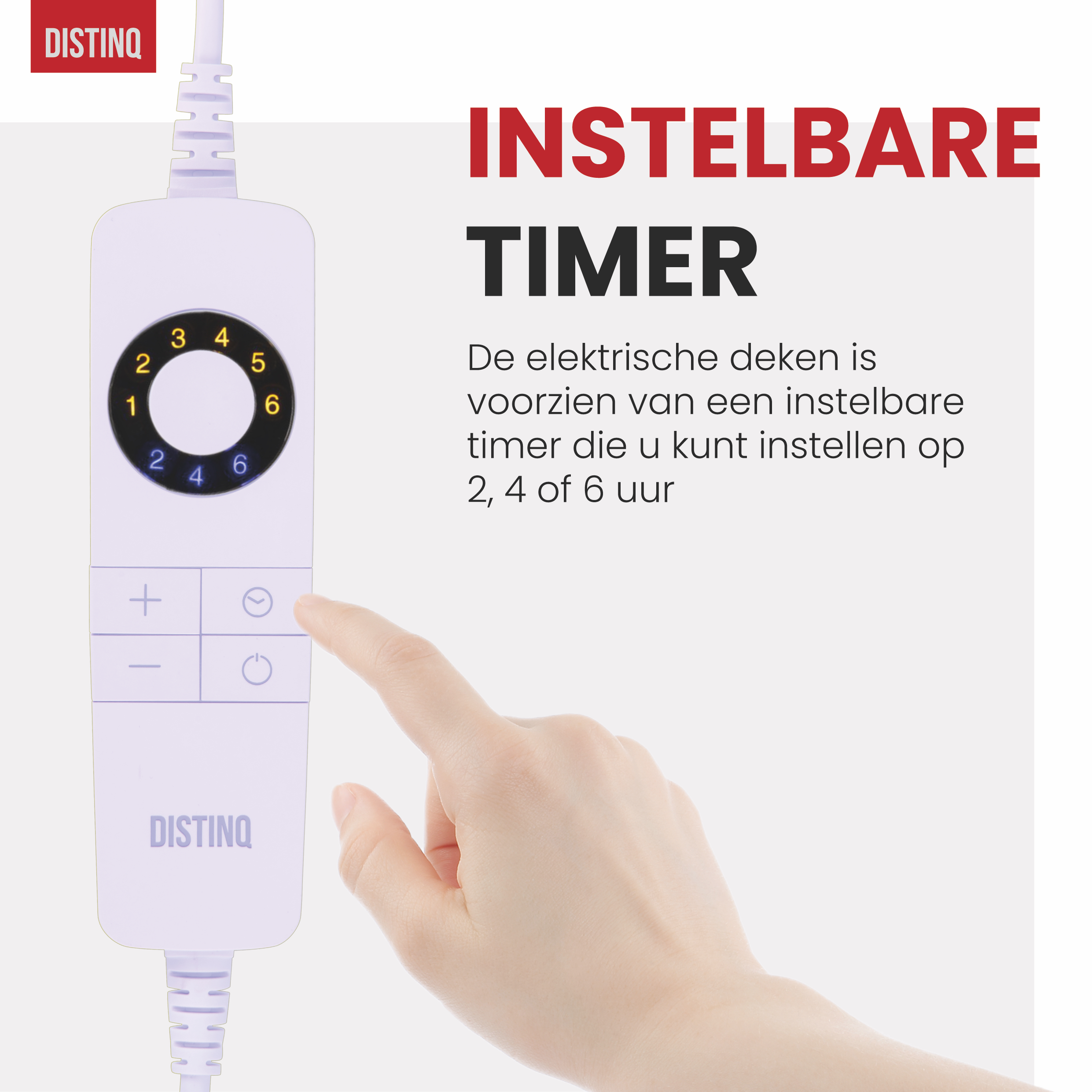 White control panel with timer settings on a heated blanket.
