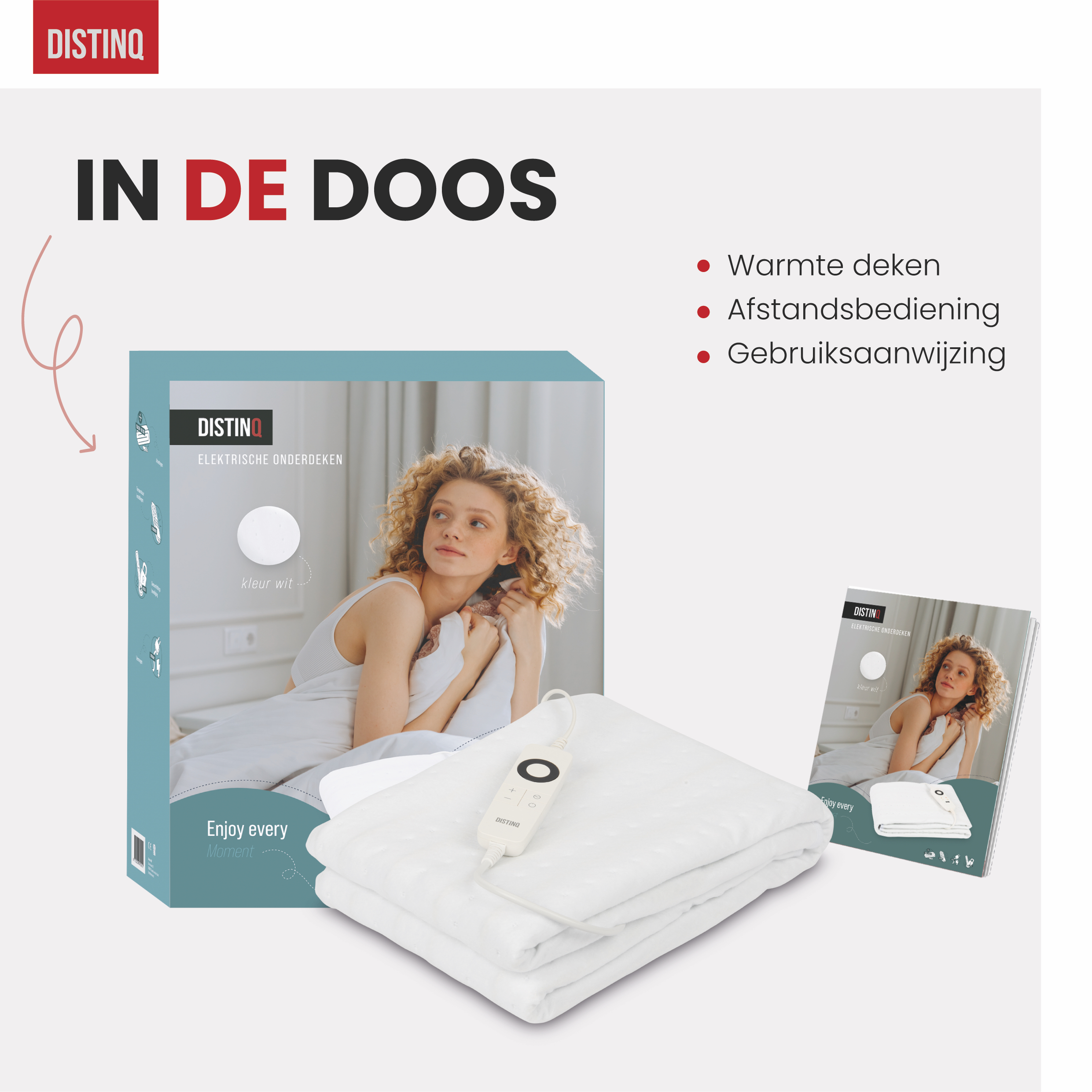 Box with a blanket and remote control. Text reads: Warm and soft during cold months.