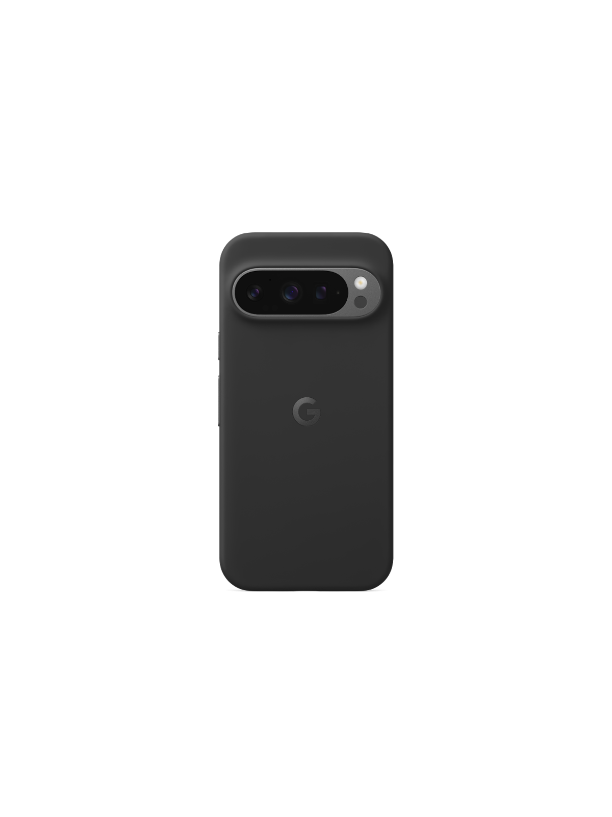 Un teléfono negro con el logo de Google sobre un fondo negro.