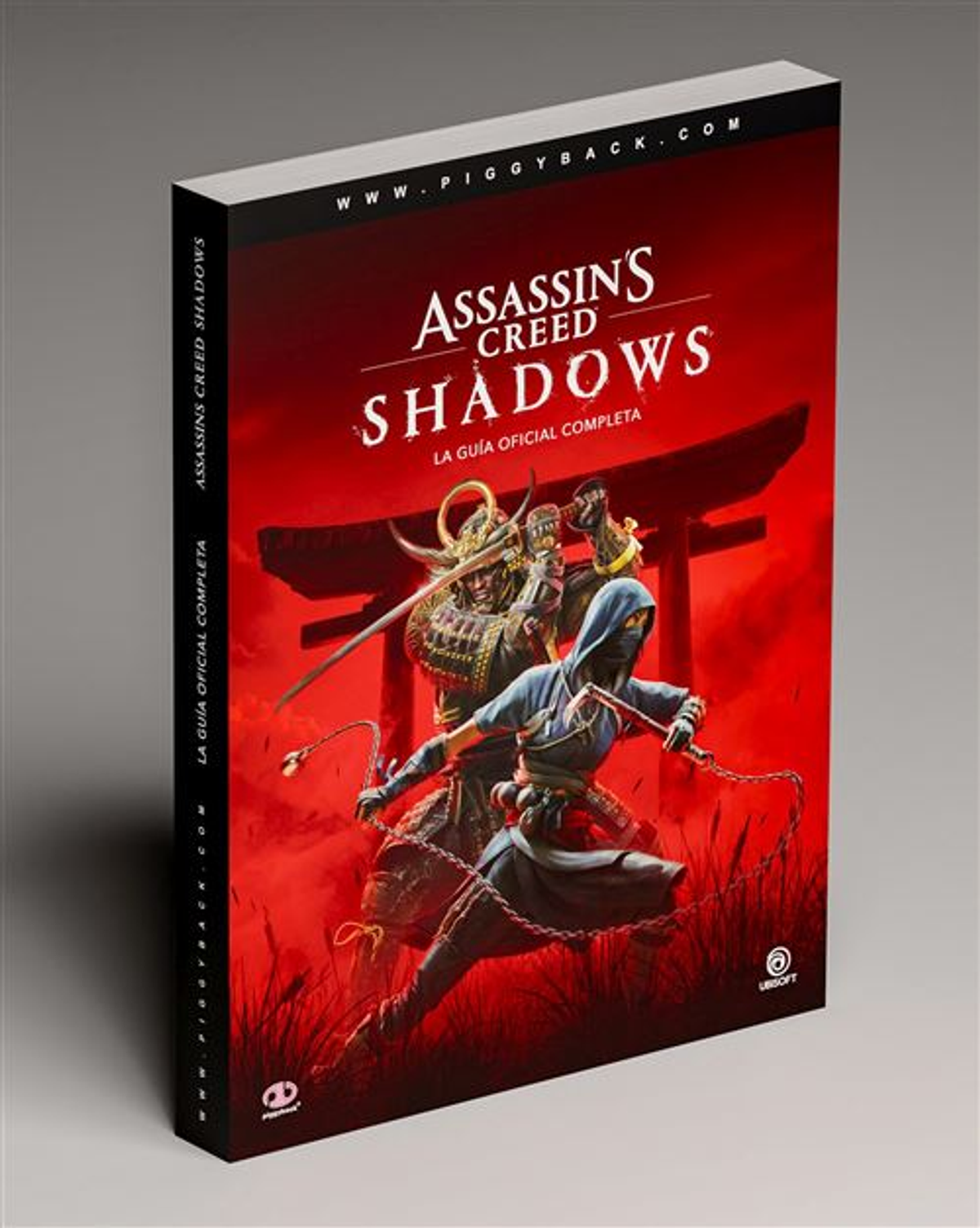 Portada del libro 'Assassin's Creed Shadows' con dos figuras en acción.