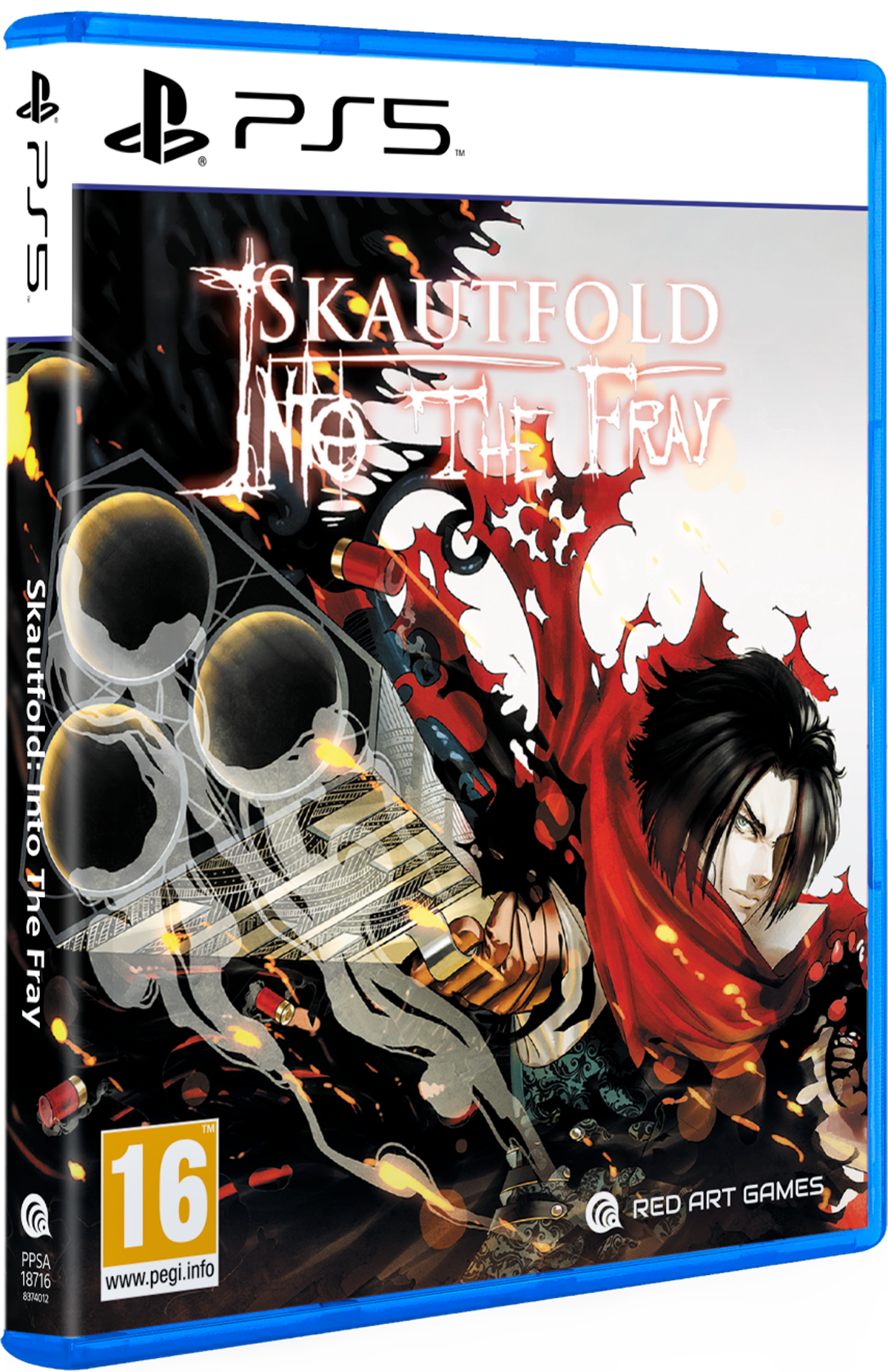 Pudełko z grą. Skautfold: Into The Fray, z logo PS5.
