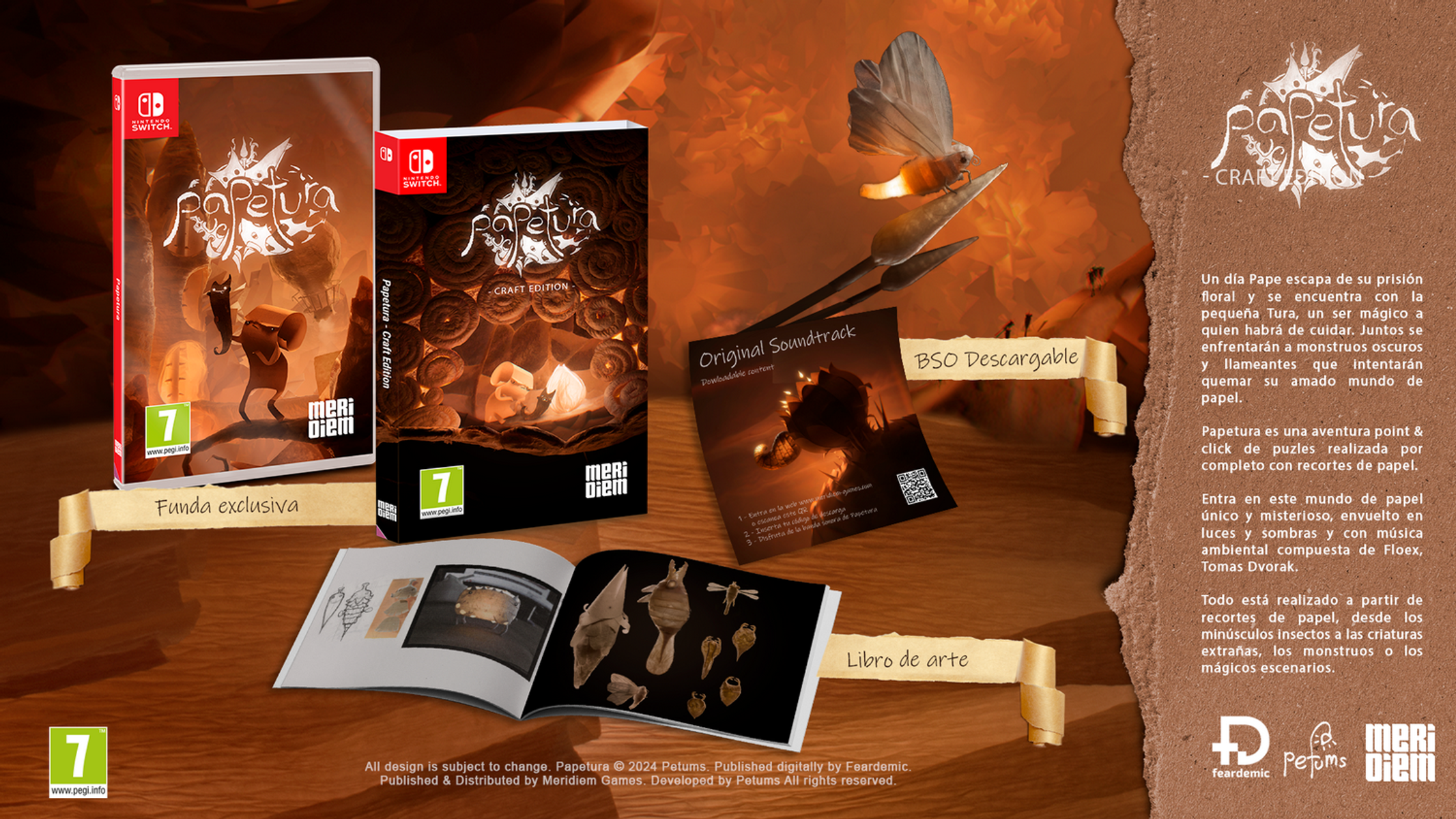 Spielbox und Artbook. Brauner Hintergrund mit Spieletitel und Bildern des Spiels.