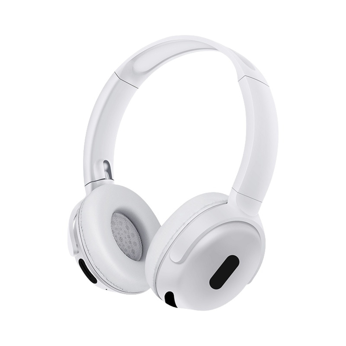 Weiße Over-Ear-Kopfhörer mit schlankem Design. Die Ohrmuscheln sind rund, der Bügel gebogen.