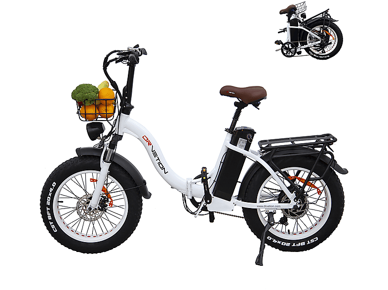 DRVETION 20"Elektrofahrrad Faltbares mit 48V/15Ah (Laufradgröße: 20 Zoll, Unisex-Rad, Weiß)