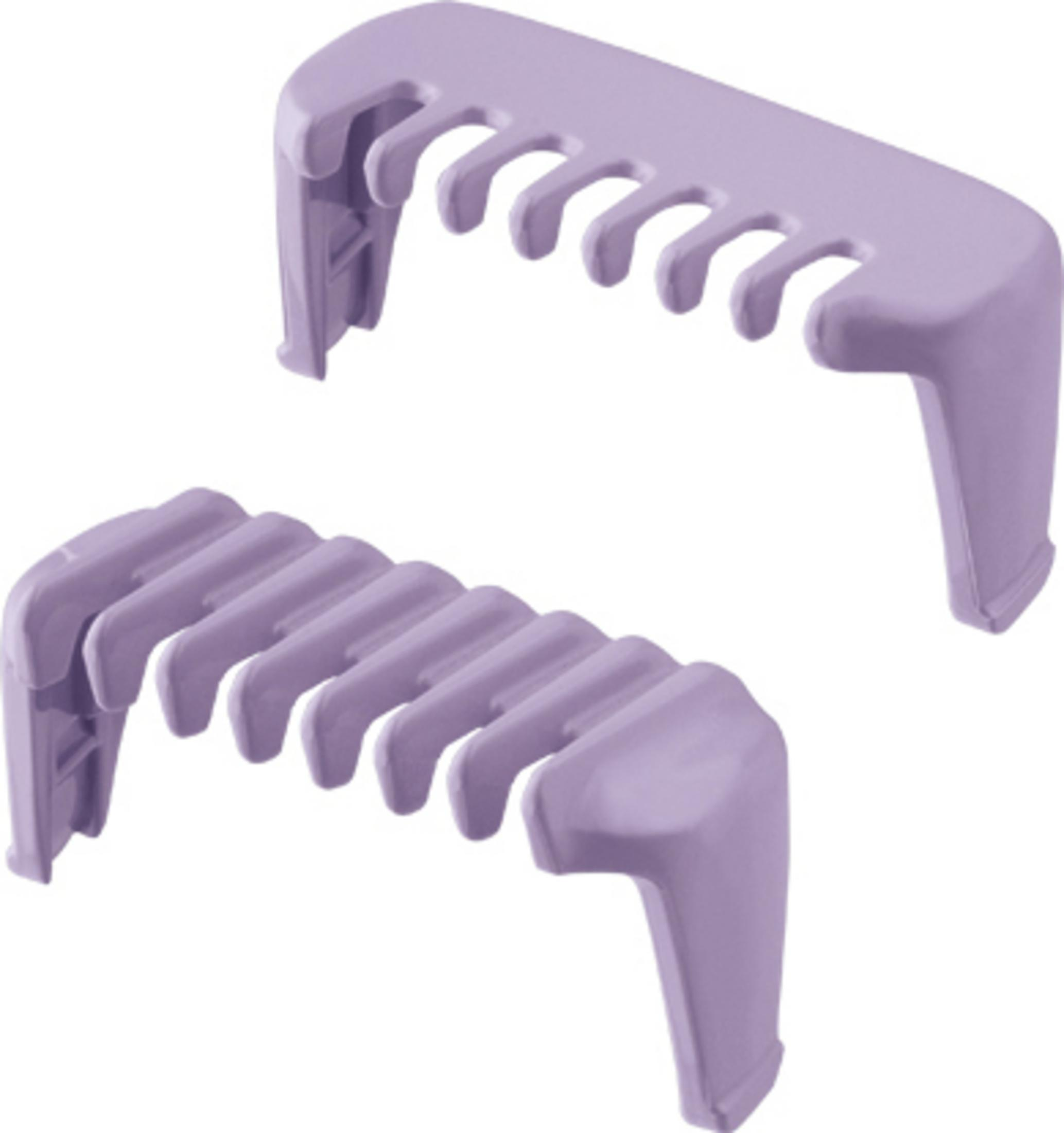 Due testine per rasoio elettrico color lilla.