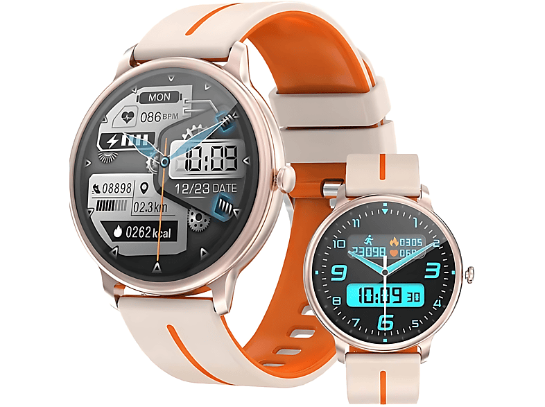 MANIKE KM60 Smartwatch stainless steel Silikon, 140 - 210 mm, Orange