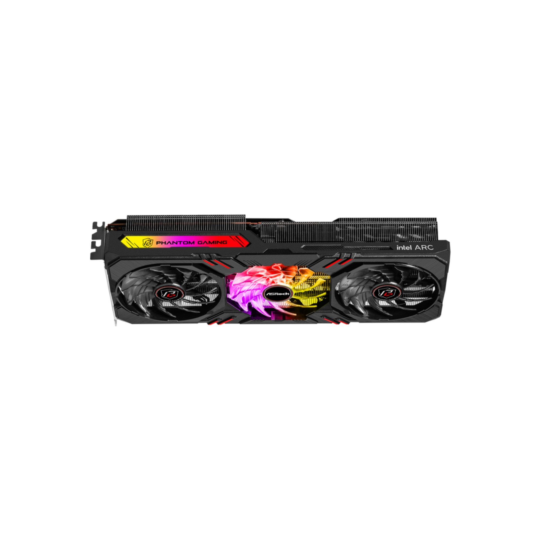 Czarna i czerwona karta graficzna z dwoma wentylatorami.