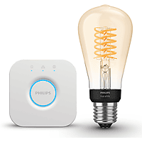 MediaMarkt PHILIPS HUE Starterspakket E27 met 1 Filament Edisonlamp Groot (ST72) Amber - Incl. 1 Hue Bridge, Hue White aanbieding