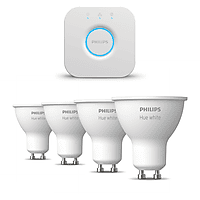 MediaMarkt PHILIPS HUE Starterspakket GU10 met 4 Spotjes Wit - Incl. 1 Hue Bridge, Hue White aanbieding