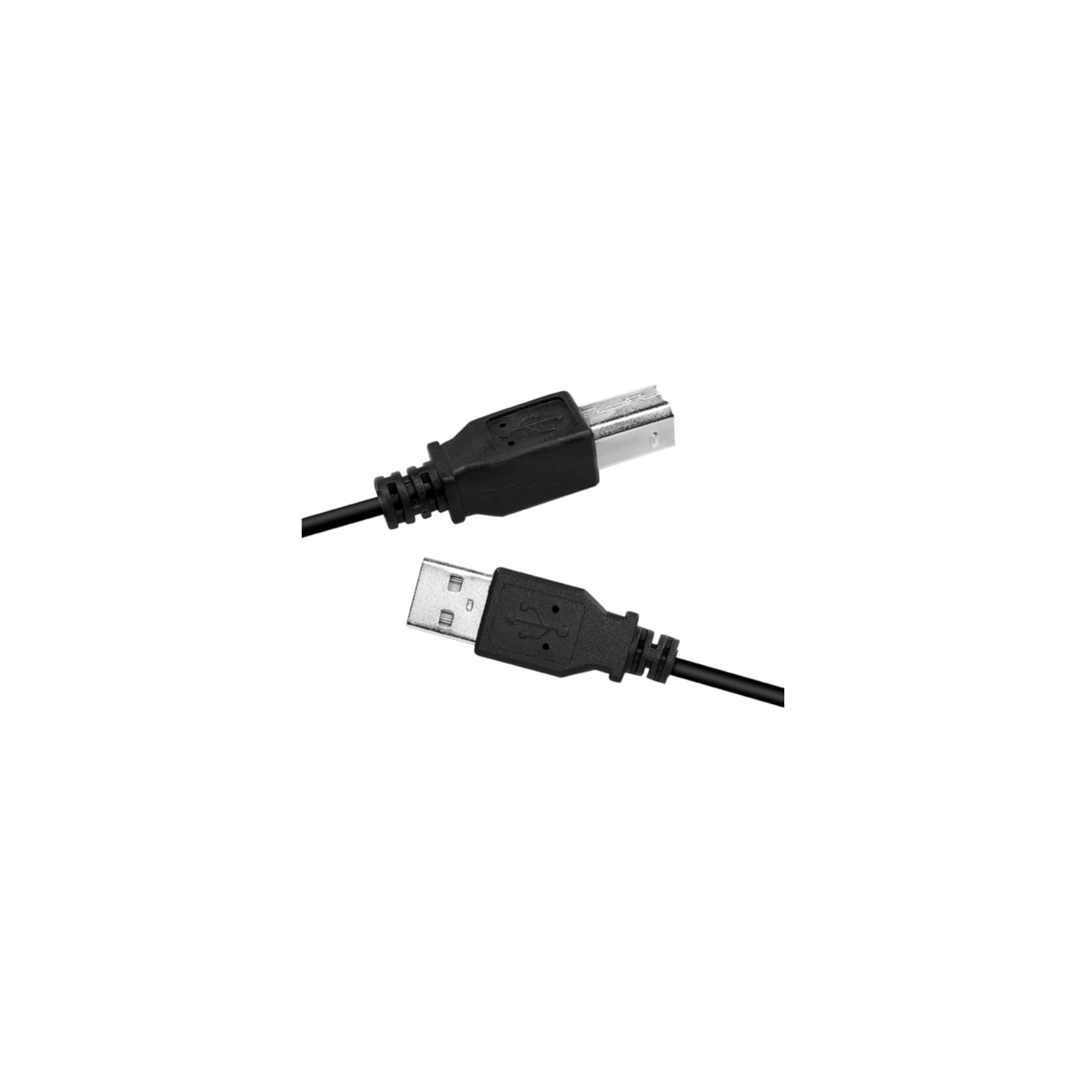 Twee zwarte USB-kabels, één met een standaard USB en de andere met een micro USB-connector.