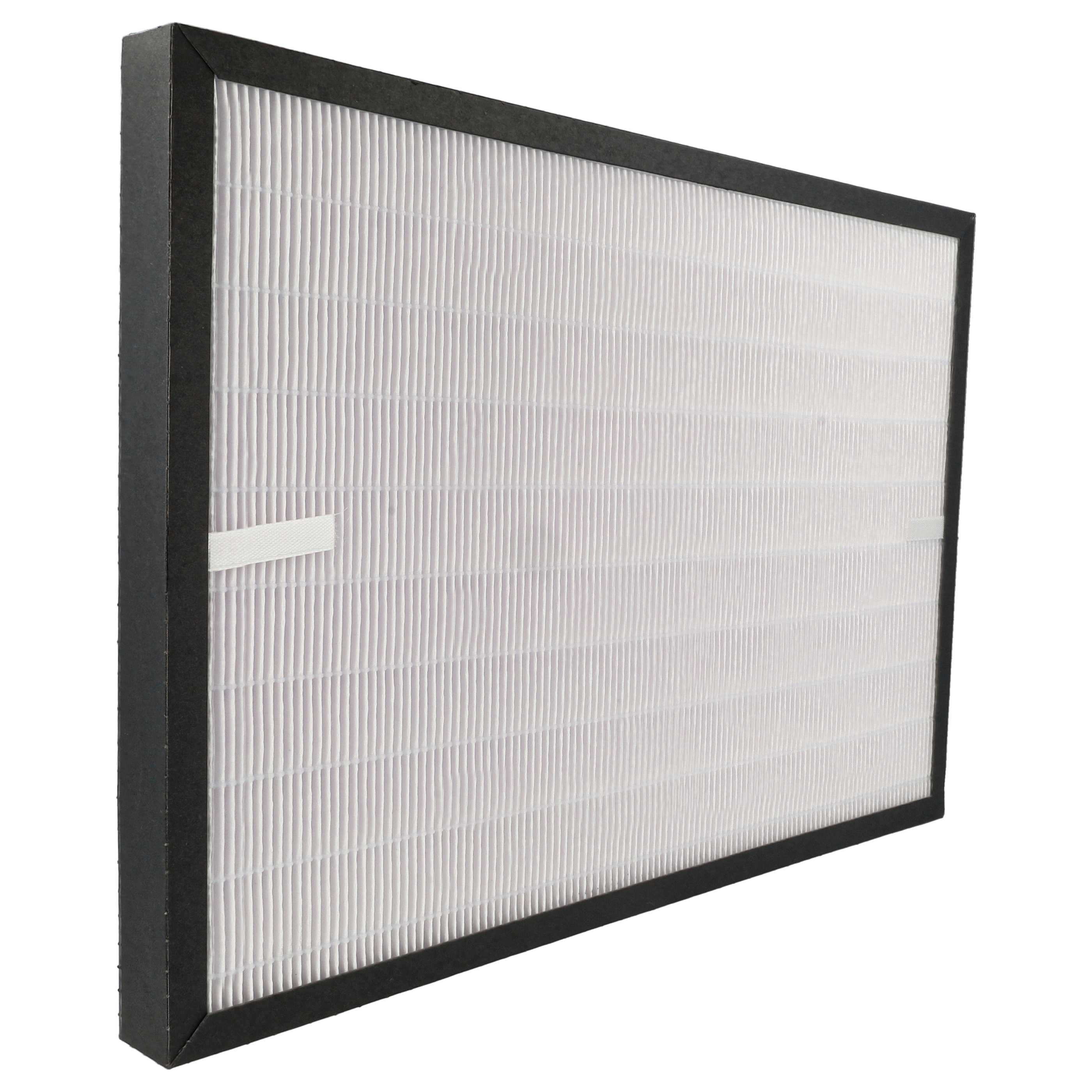 Luftfilter mit weißem, plissiertem Filtermedium in einem schwarzen Rahmen.