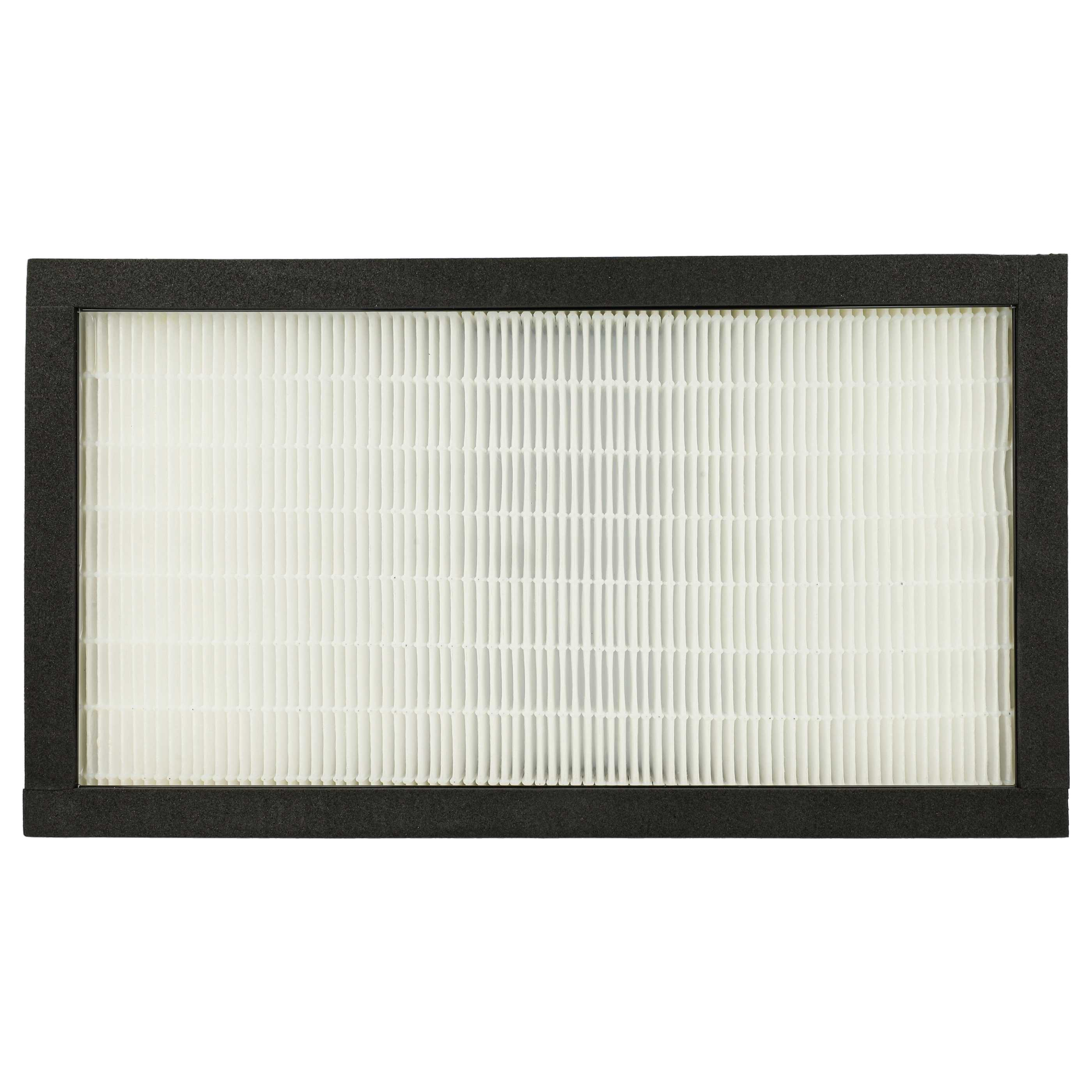 Schwarz gerahmter Luftfilter mit weißem, gefaltetem Filtermedium im Inneren, auf weißem Hintergrund.