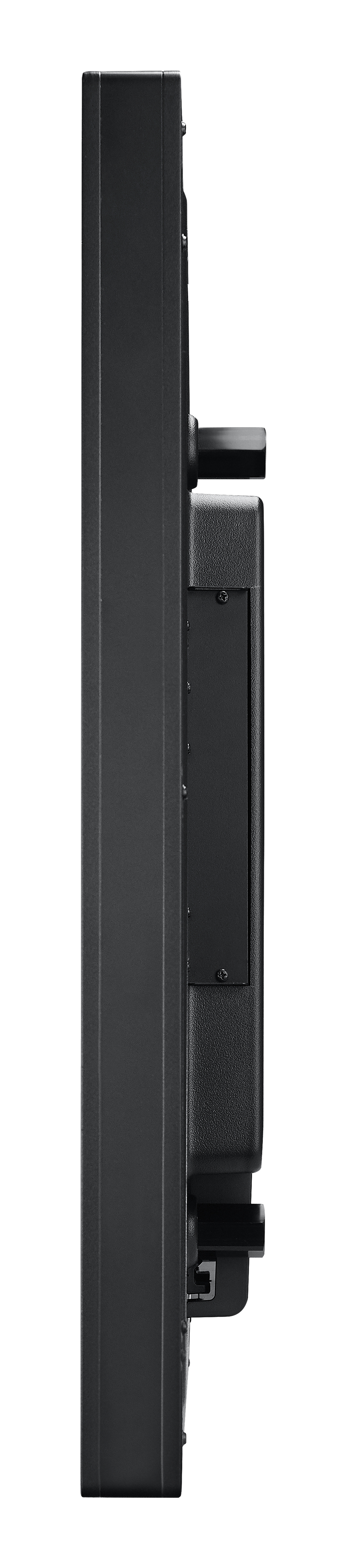 Ein schwarzes, rechteckiges Gerät mit schlankem Design vor weißem Hintergrund.