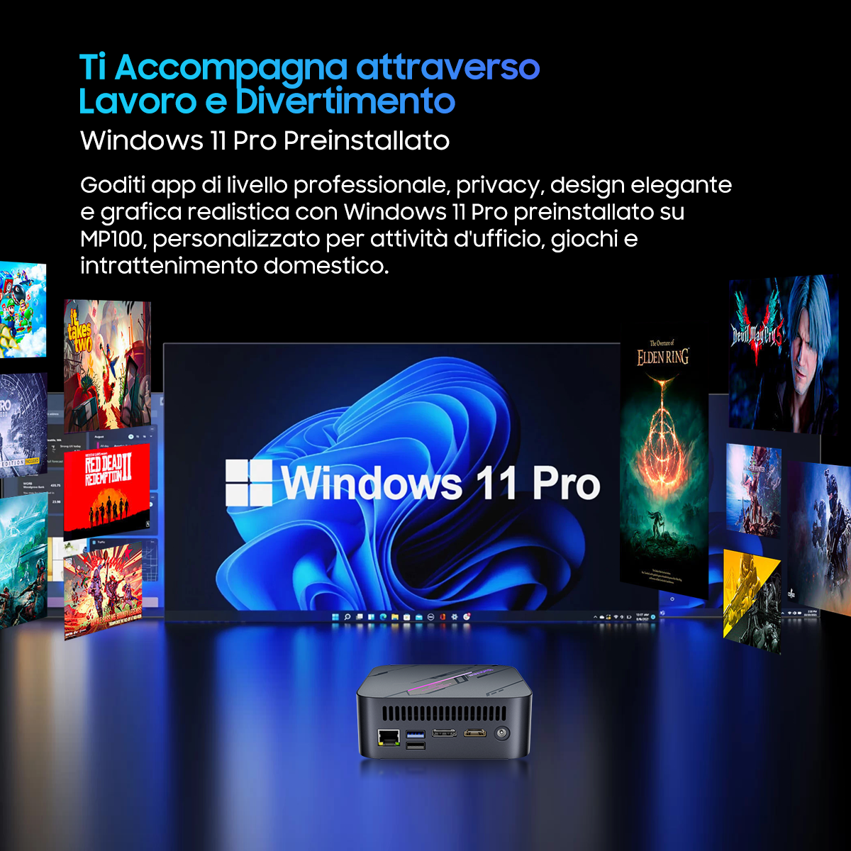 BLACKVIEW Mini PC MP100-7430U, AMD, AMD Ryzen™ 5 7430U (Hasta 4.3GHz), 4.3 GHz, Radeon™ RX Vega 7, RAM 16 GB, 512 GB SSD