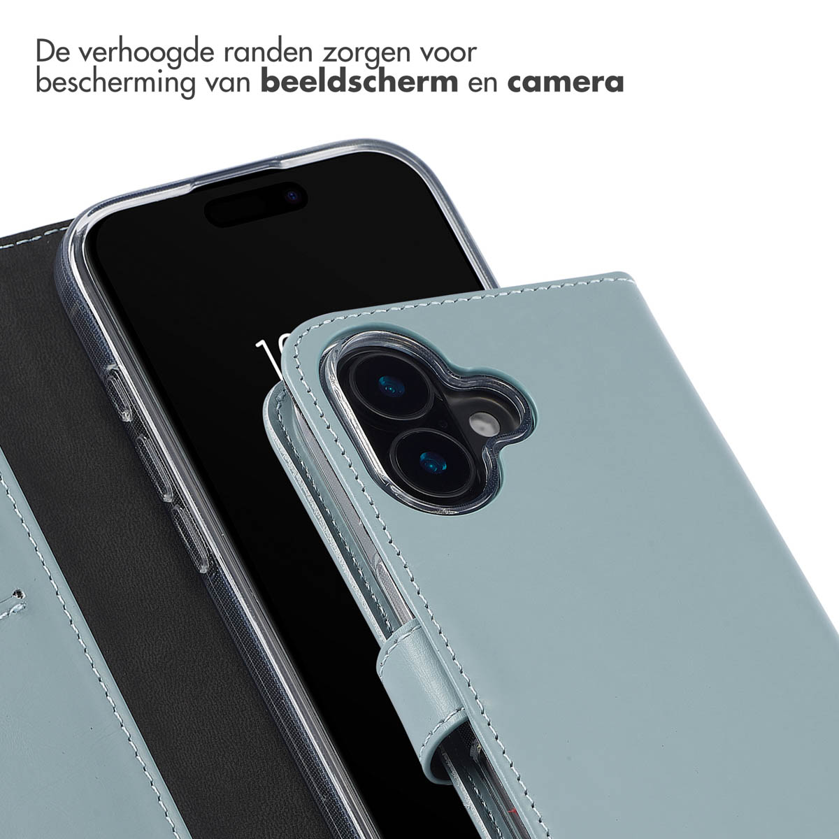 SELENCIA porta carte in vera pelle Cover per Apple iPhone 16, Azzurro
