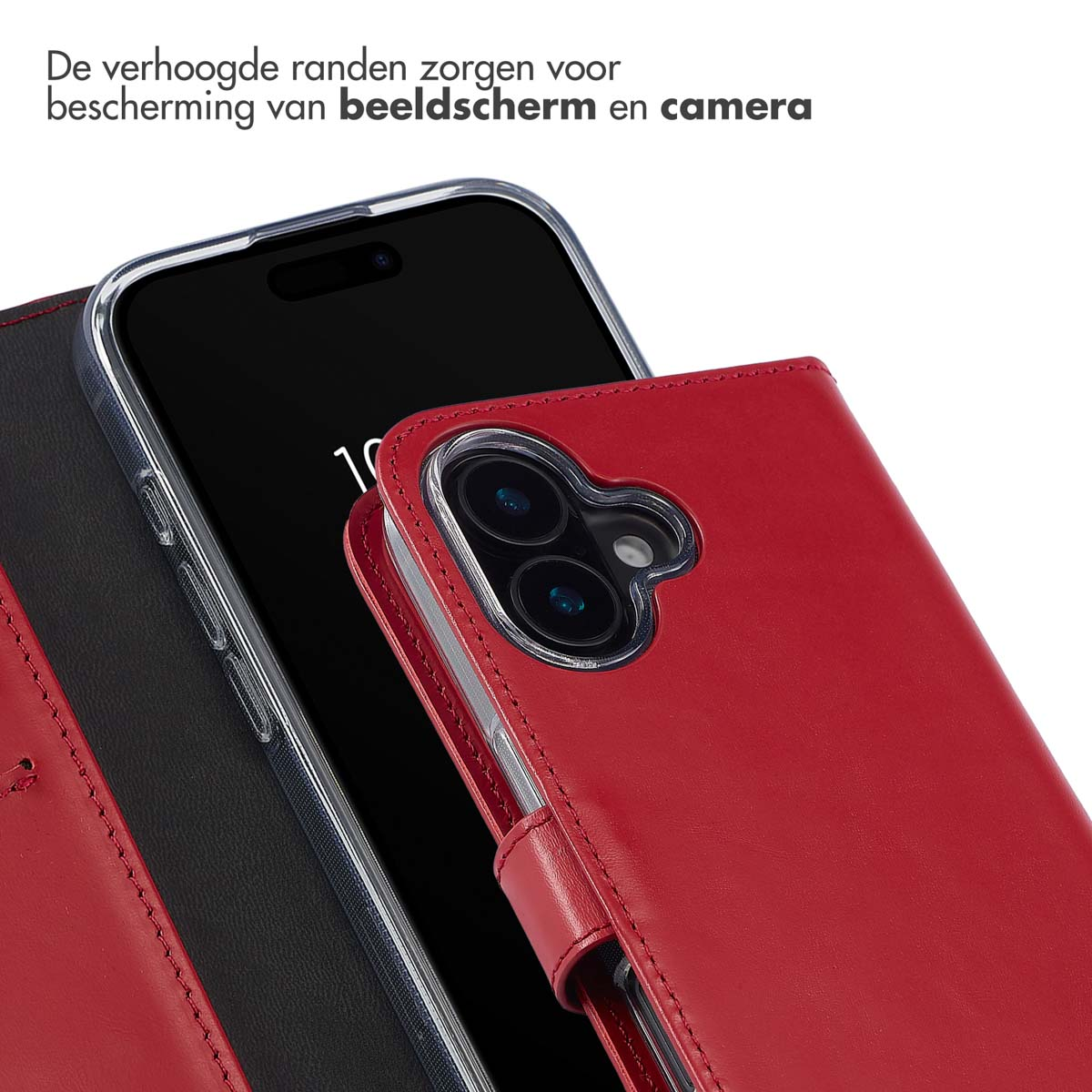 SELENCIA porta carte in vera pelle Cover per Apple iPhone 16, Rosso