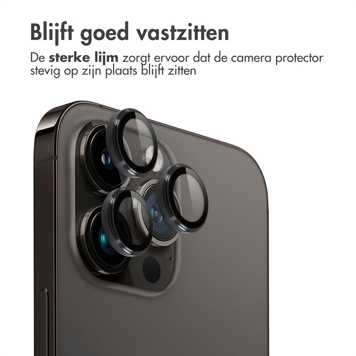 Telefoon met lensbeschermers. Close-up met een telefoon met 3 aangebrachte beschermers.