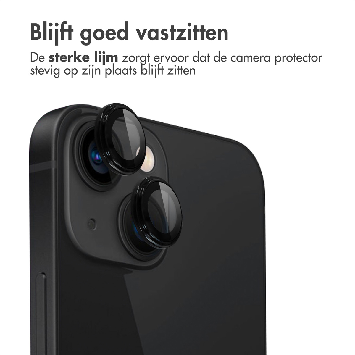 Close-up van een zwarte telefoon met lensbeschermers aangebracht op de cameralenzen.