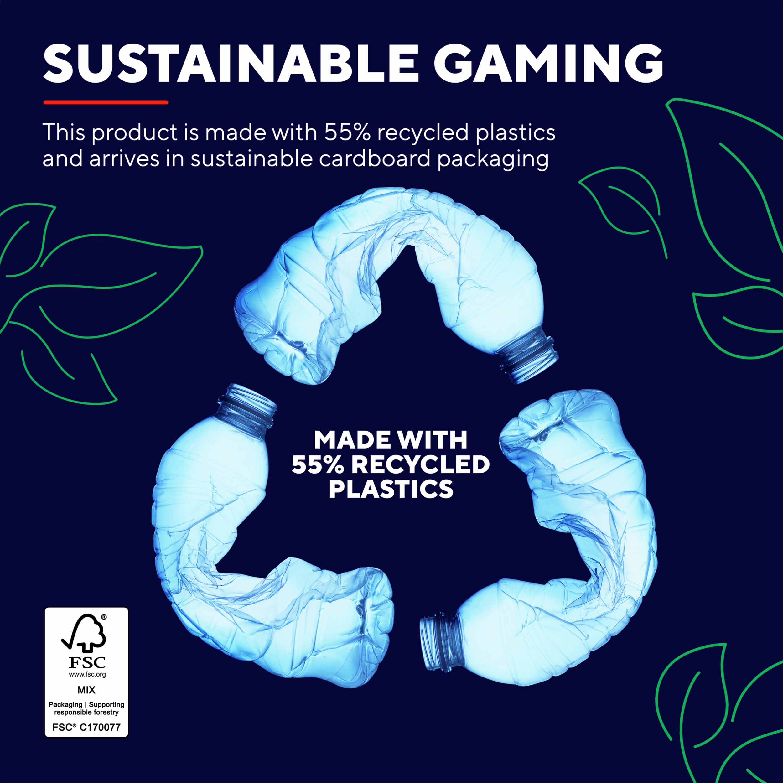 Zrównoważona grafika do gier z symbolem recyklingu.