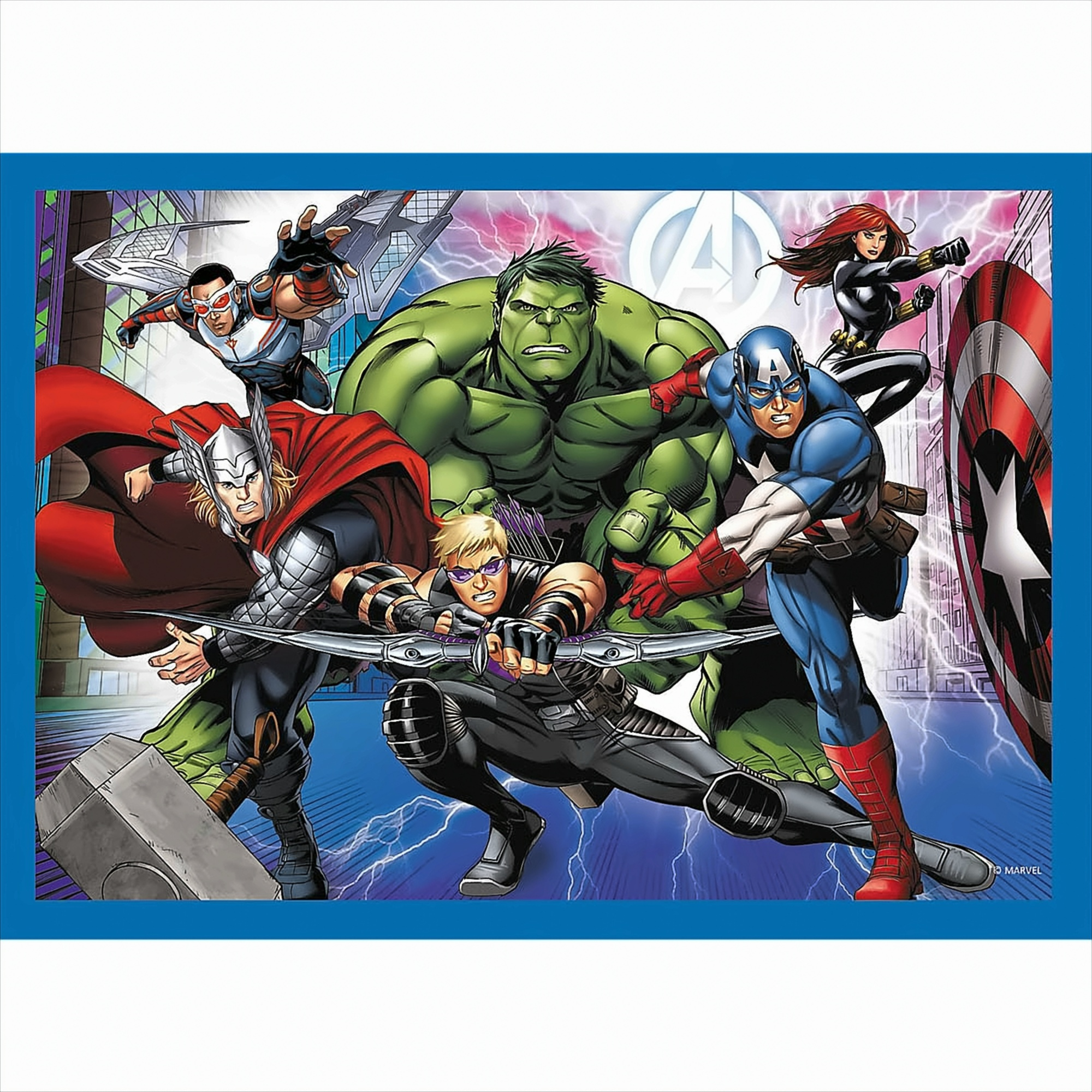 Avengers w akcji: Thor, Kapitan Ameryka, Hawkeye, Hulk i inni w walce.