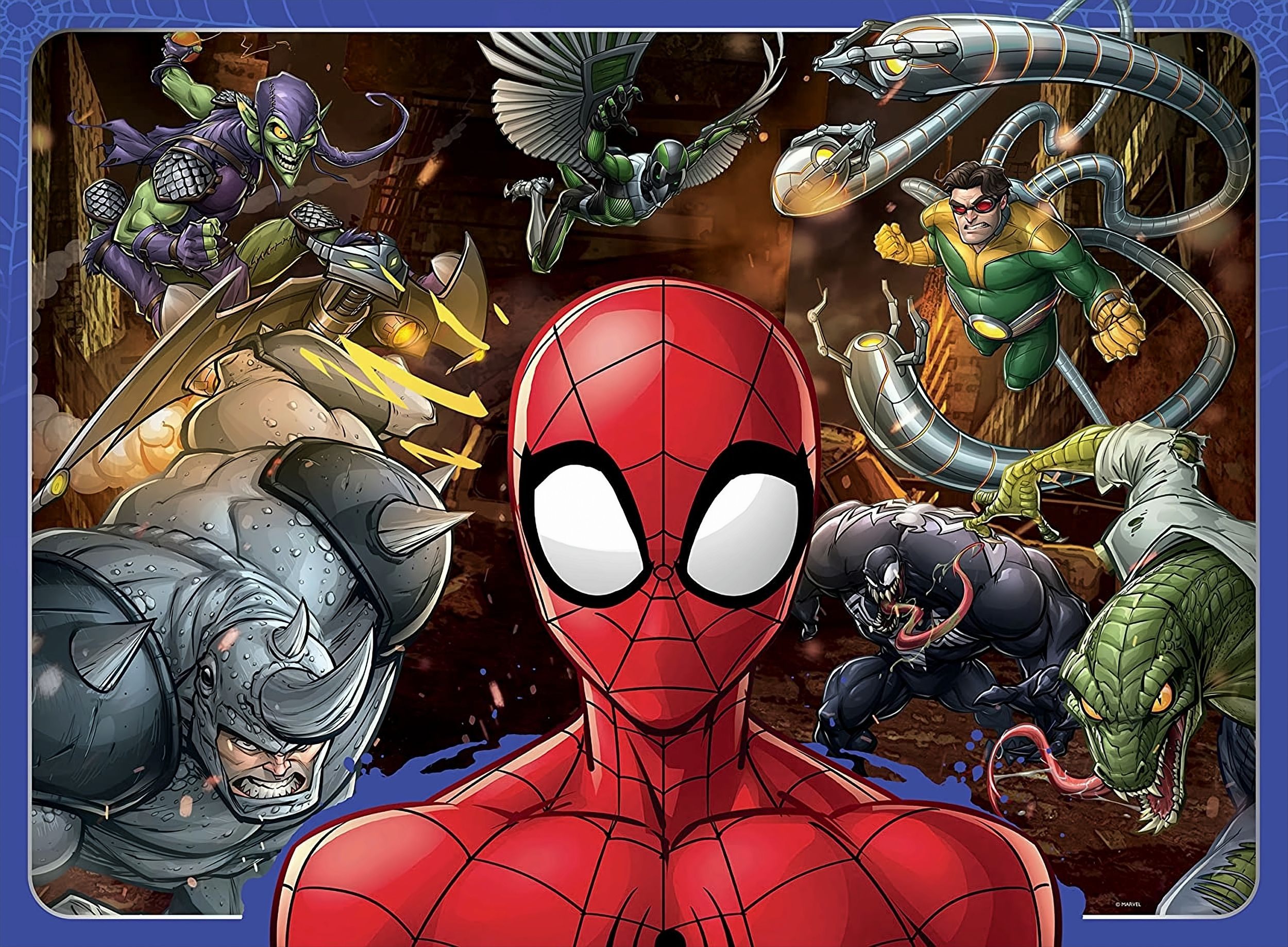 Puzzle di Spider-Man con Spider-Man e cattivi come Goblin e Venom.