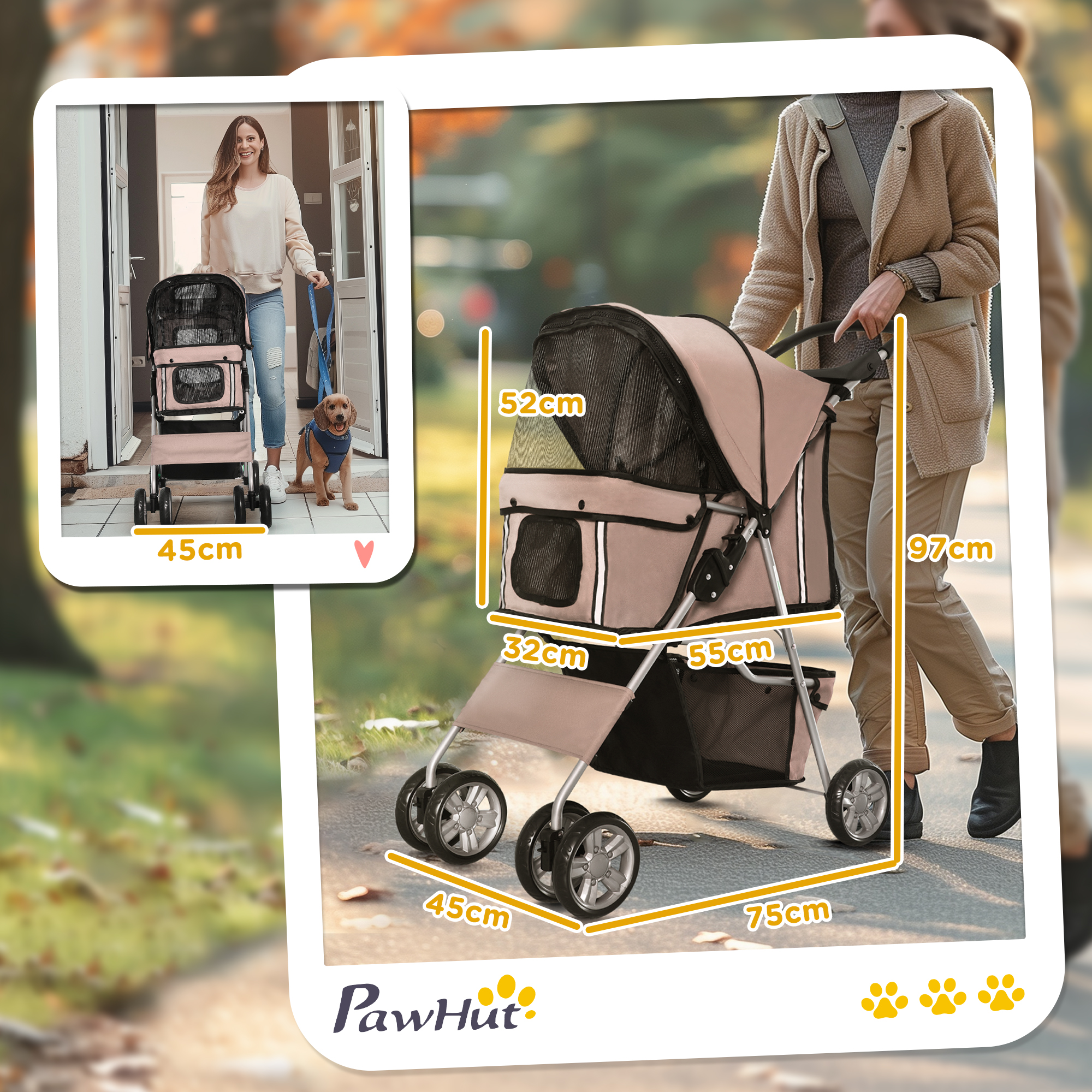 PASSEGGINO PER ANIMALI PAWHUT ITD00-058CF