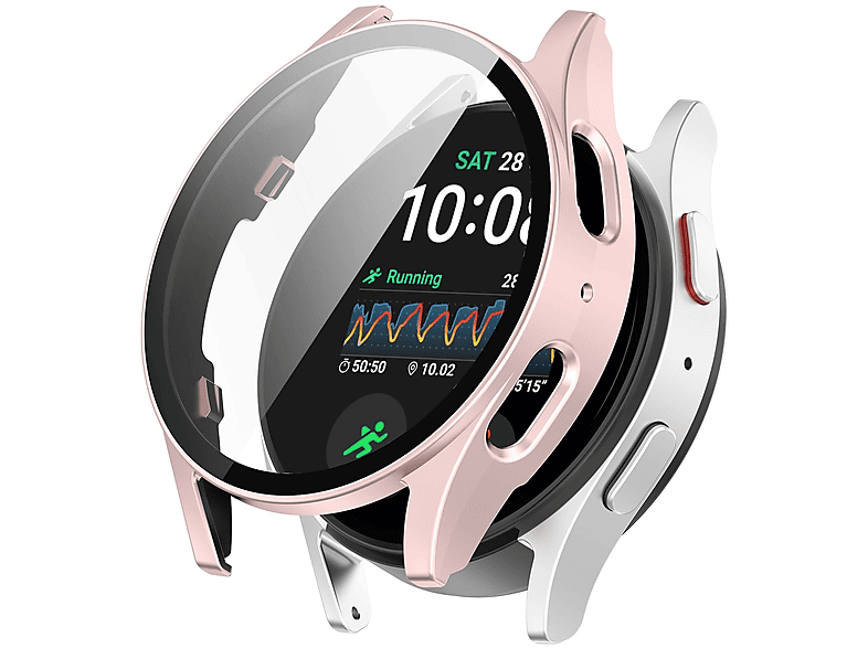 WIGENTO Kunststoff Design Hülle + H9 Hart Glas Watch Schutz Hülle (für Samsung Galaxy Watch 7 40mm)