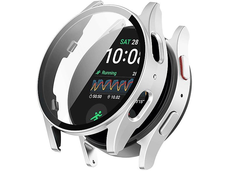 WIGENTO Kunststoff Design Hülle + H9 Hart Glas Watch Schutz Hülle (für Samsung Galaxy Watch 7 44mm)