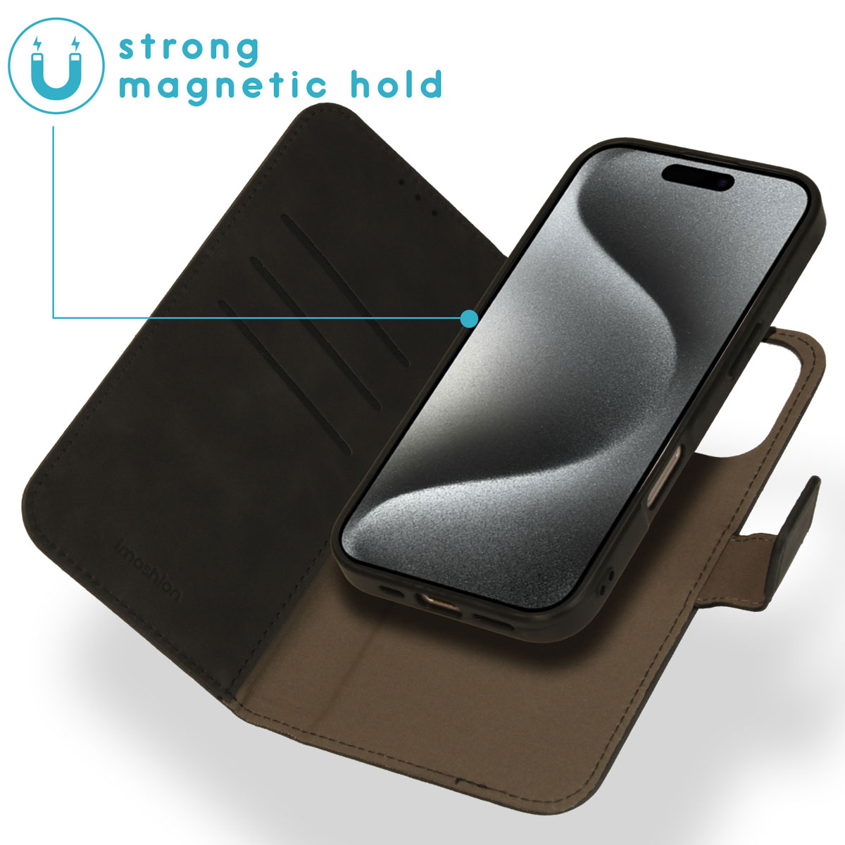 IMOSHION rimovibile 2-in-1 Luxury Book Type adatta per Apple iPhone 16 Pro Max Cover per iPhone 16 Pro Max, Marrone scuro, Marrone chiaro