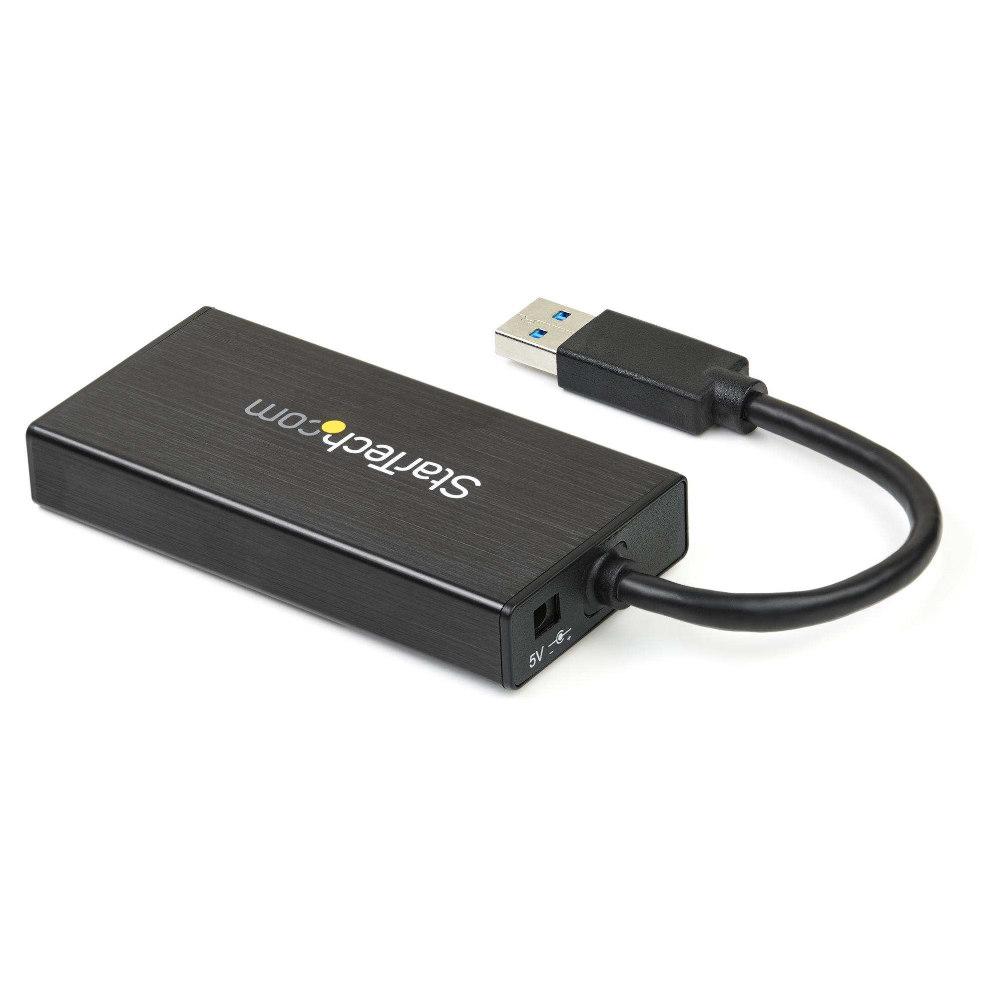 Un adattatore da USB a USB-C nero con il logo Startech.com.