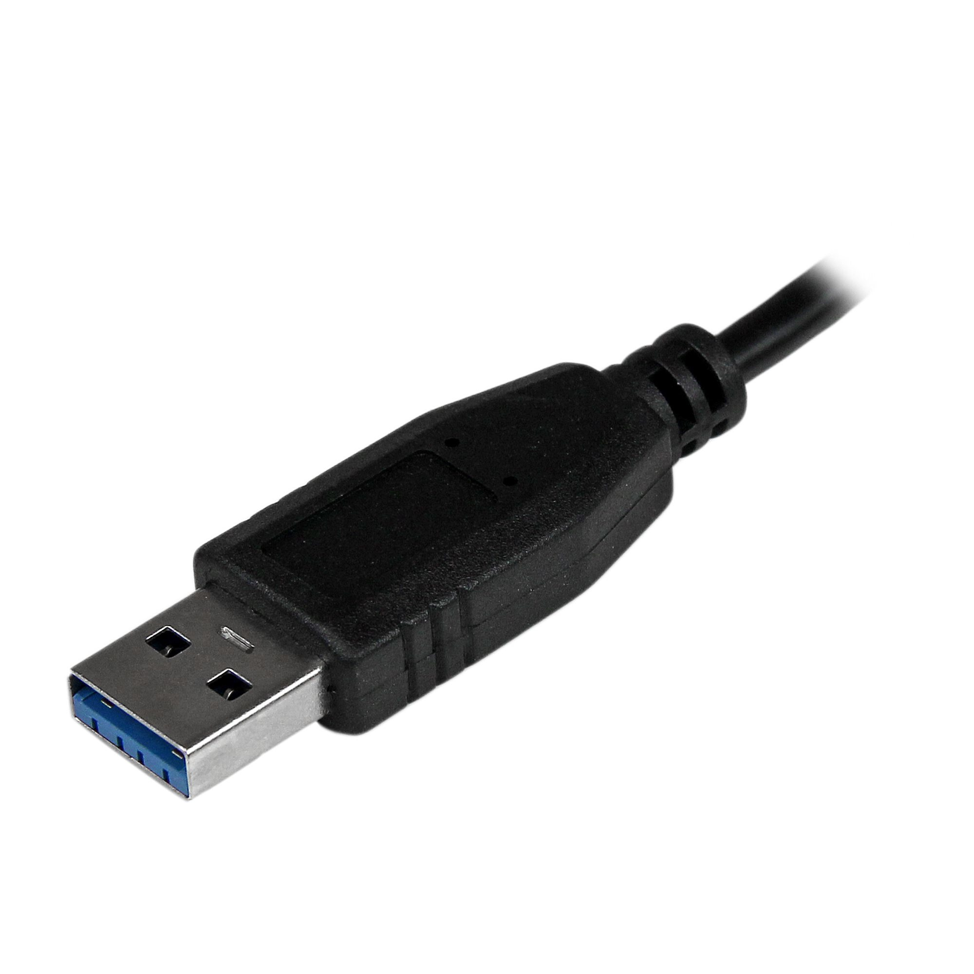 Ein USB 3.0-Anschluss mit blauem Einsatz.