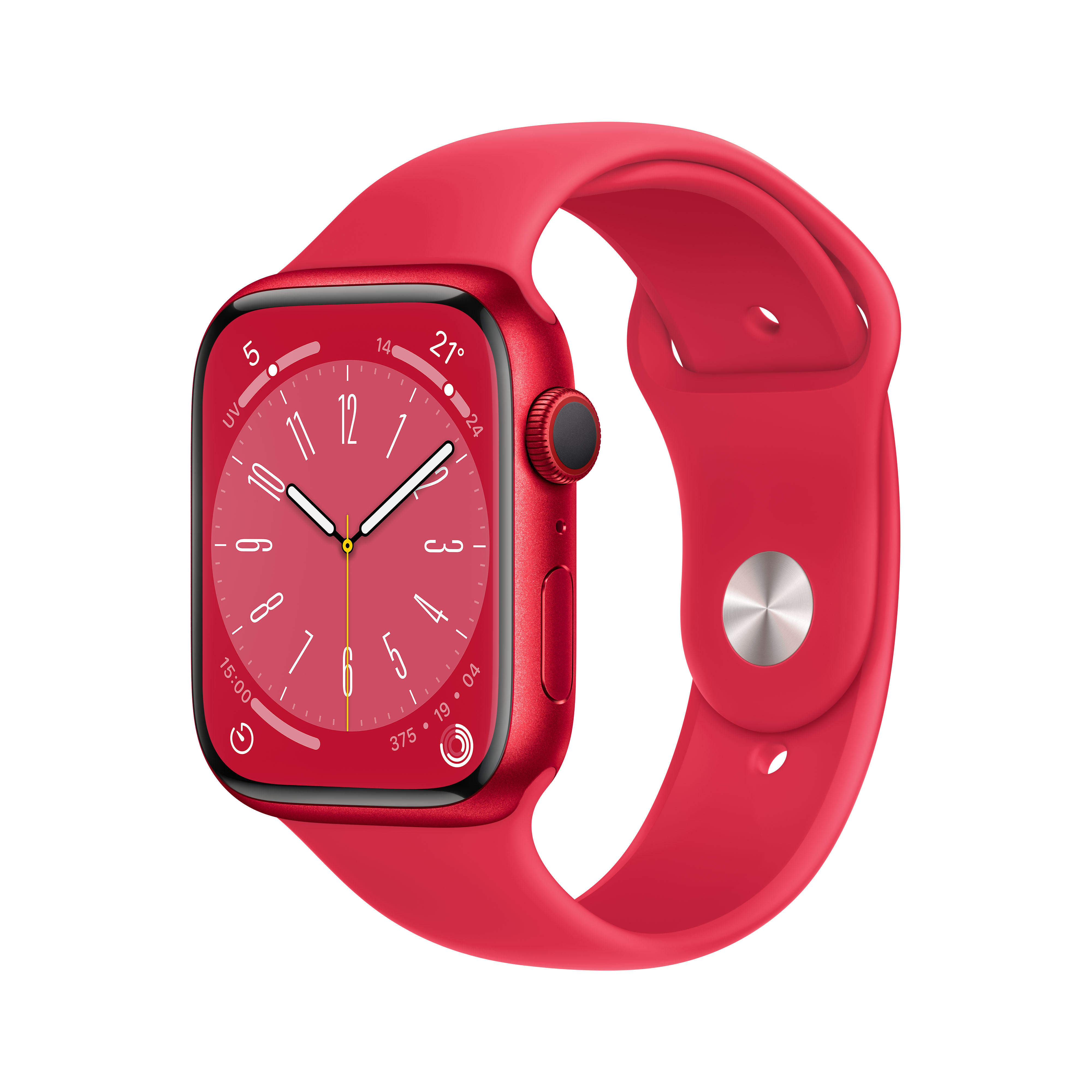APPLE S8 GPS+CEL 45 RED ALU W RED SPORT REG Smartwatch Aluminium Fluorelastomer, 140 - 220 mm, Armband: (PRODUCT)RED, Gehäuse: (PRODUCT)RED