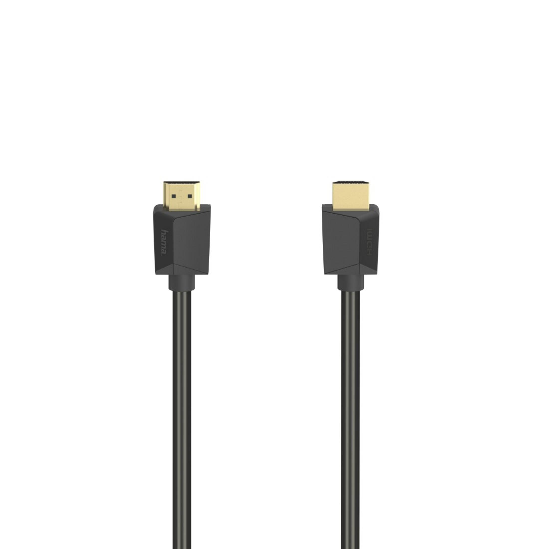 Czarny kabel HDMI ze złączami na każdym końcu. Kabel jest na białym tle. Złącza są czarne.