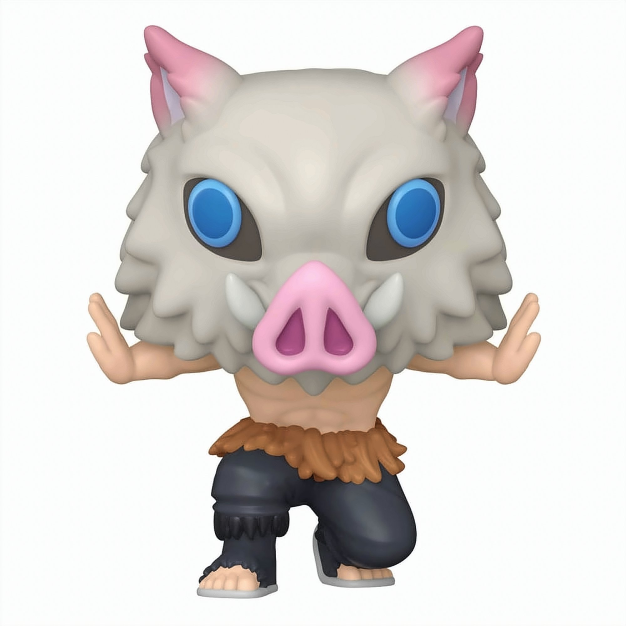 Una figura Funko Pop de un personaje con una máscara de jabalí. El personaje está posando.
