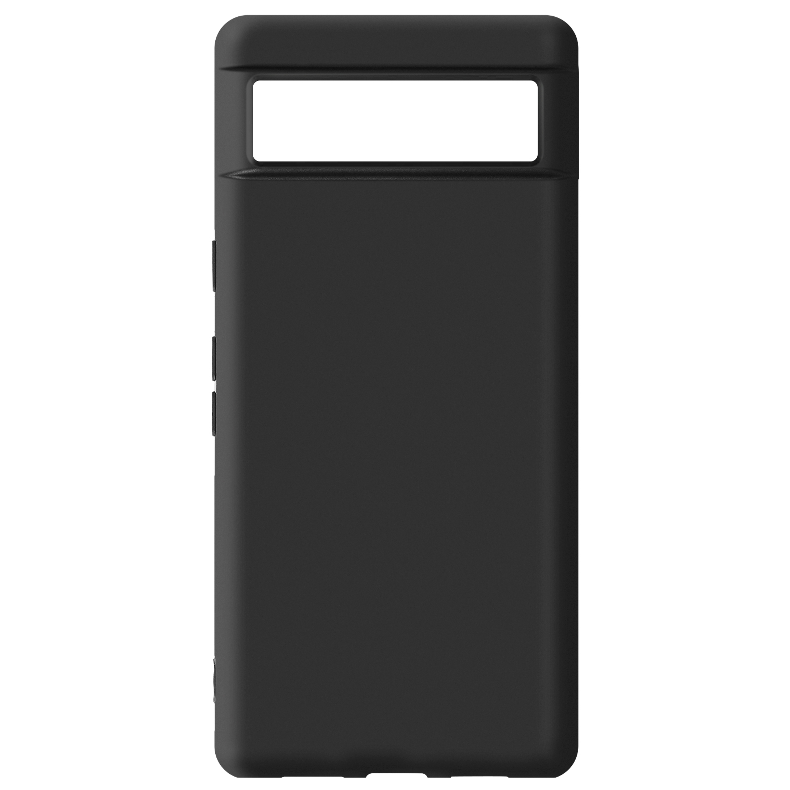 Custodia nera per telefono con fori per fotocamera e pulsanti. Finitura opaca.