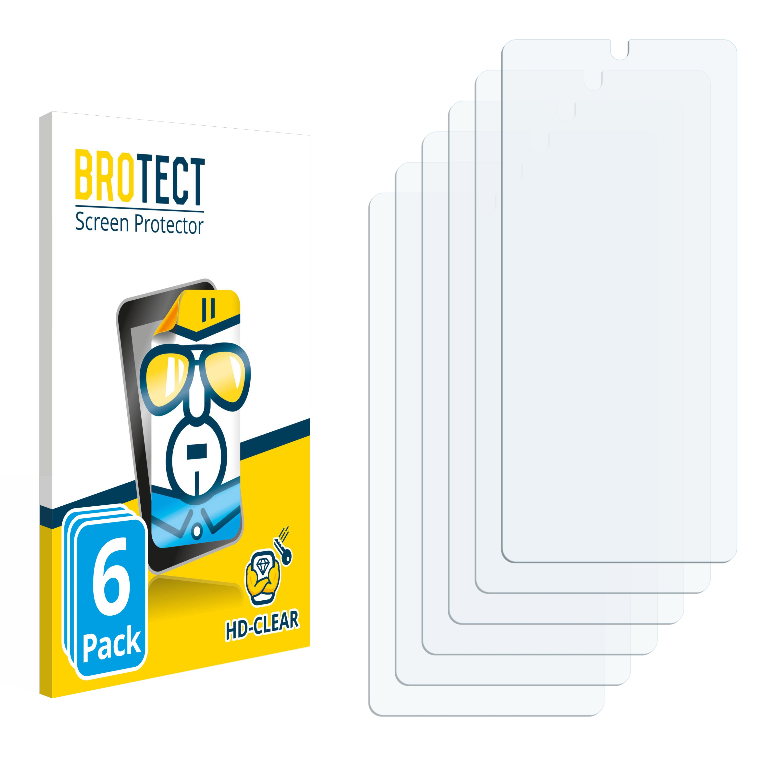Schachtel mit 6 klaren Displayschutzfolien für ein Telefon, mit Grafik.