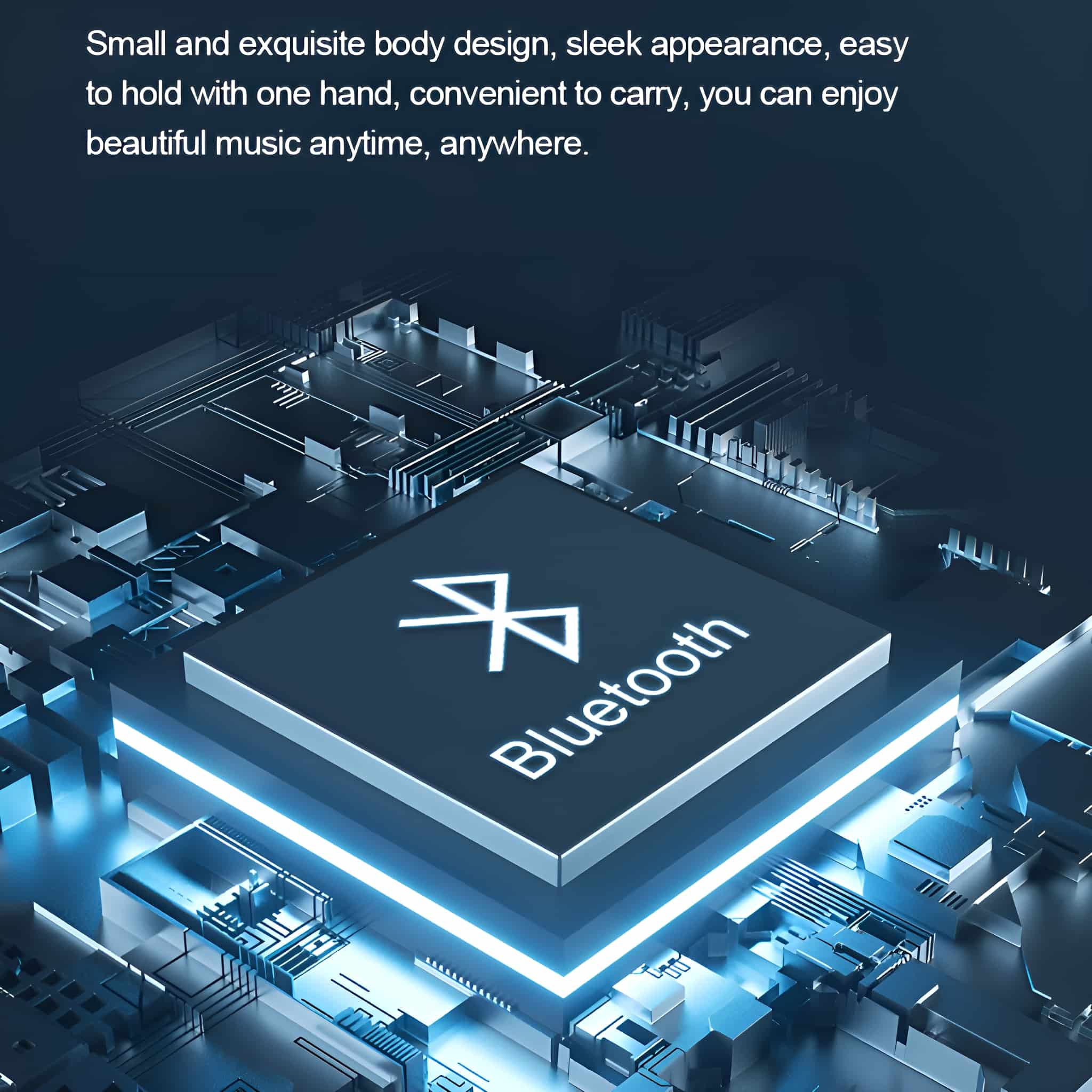 Nahaufnahme eines Leiterplattendesigns mit Bluetooth-Symbol, darüber steht das Wort 'Bluetooth'.