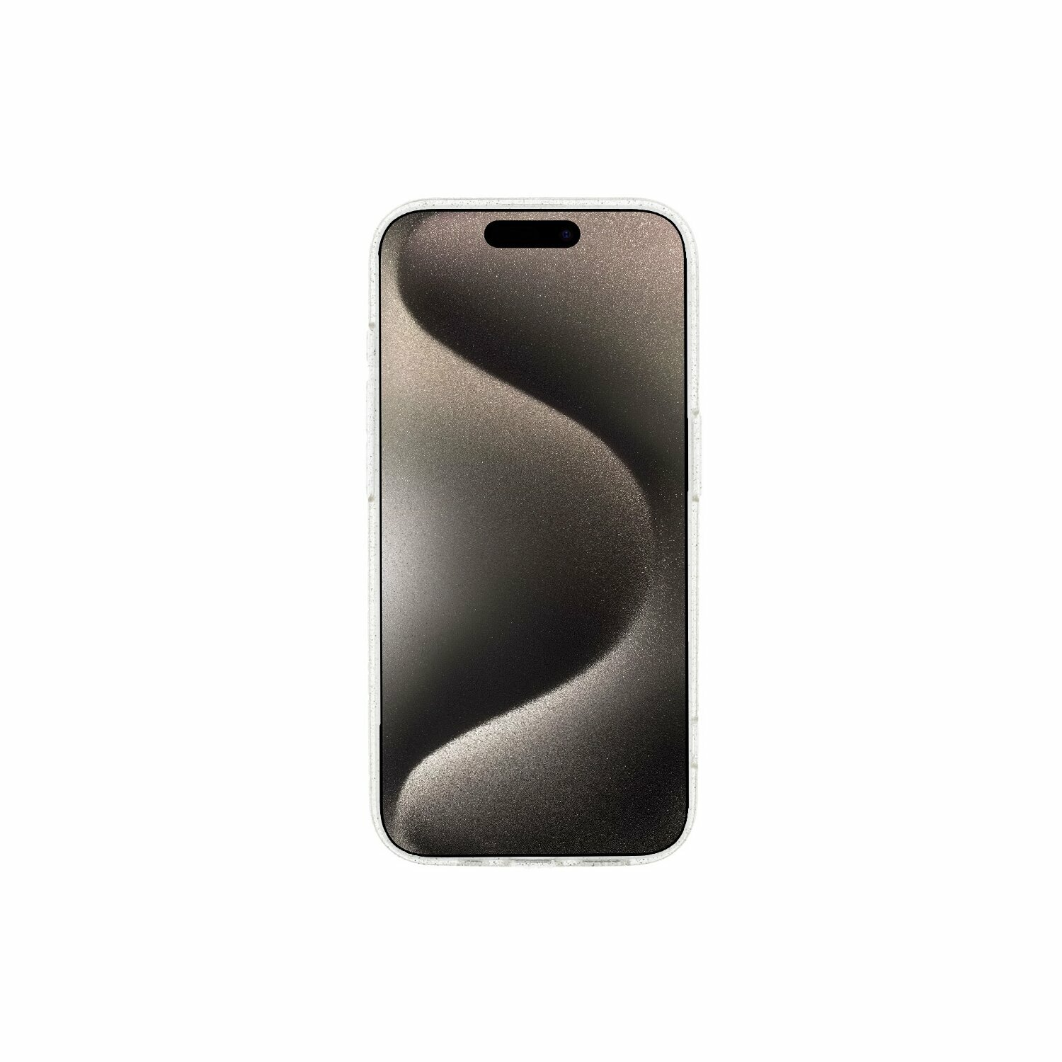 Ein Telefon mit angebrachter Displayschutzfolie. Der Schutz ist klar mit Wellendesign.
