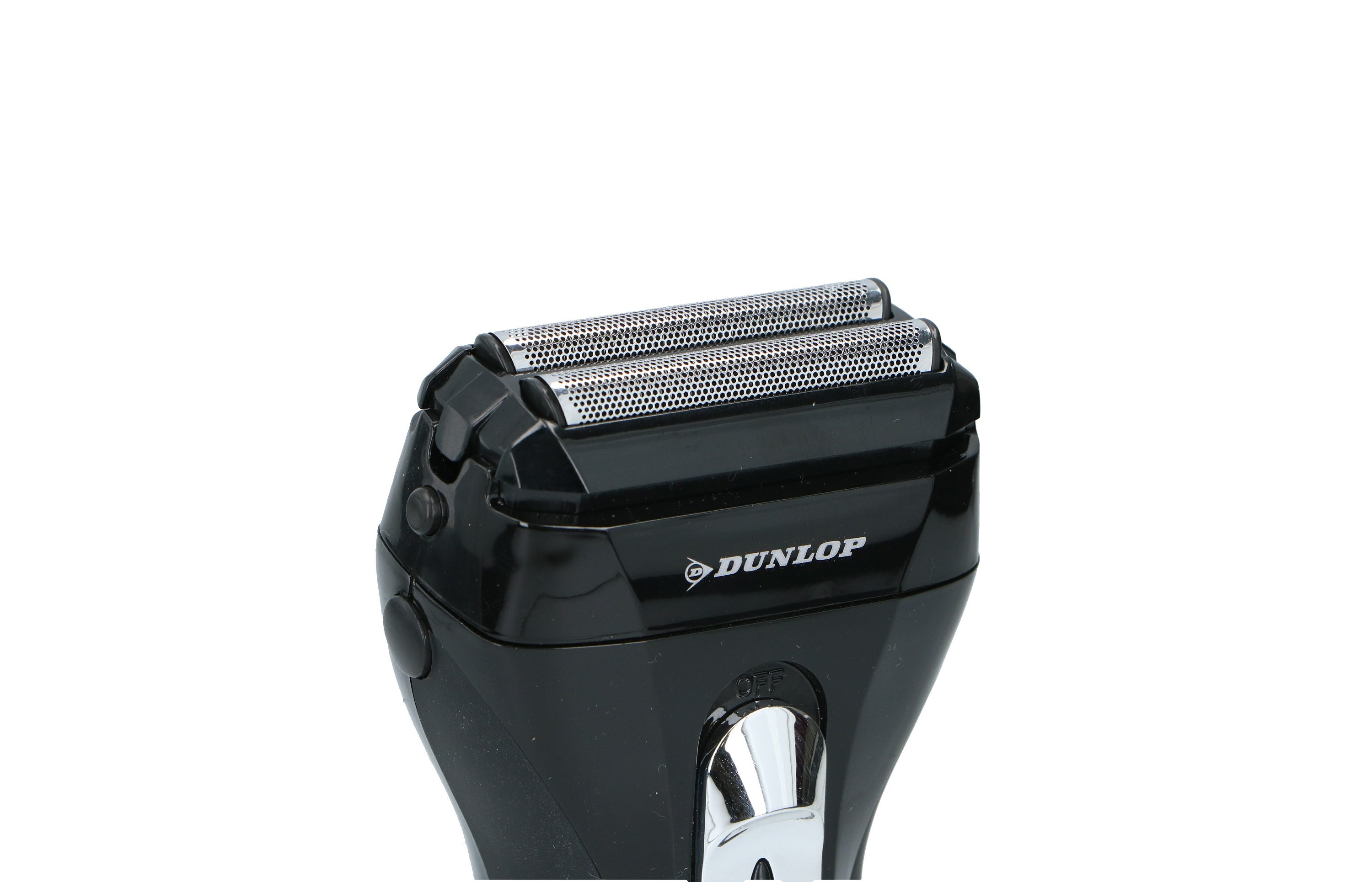Elektrischer Rasierer in Schwarz und Silber mit dem Markennamen DUNLOP.